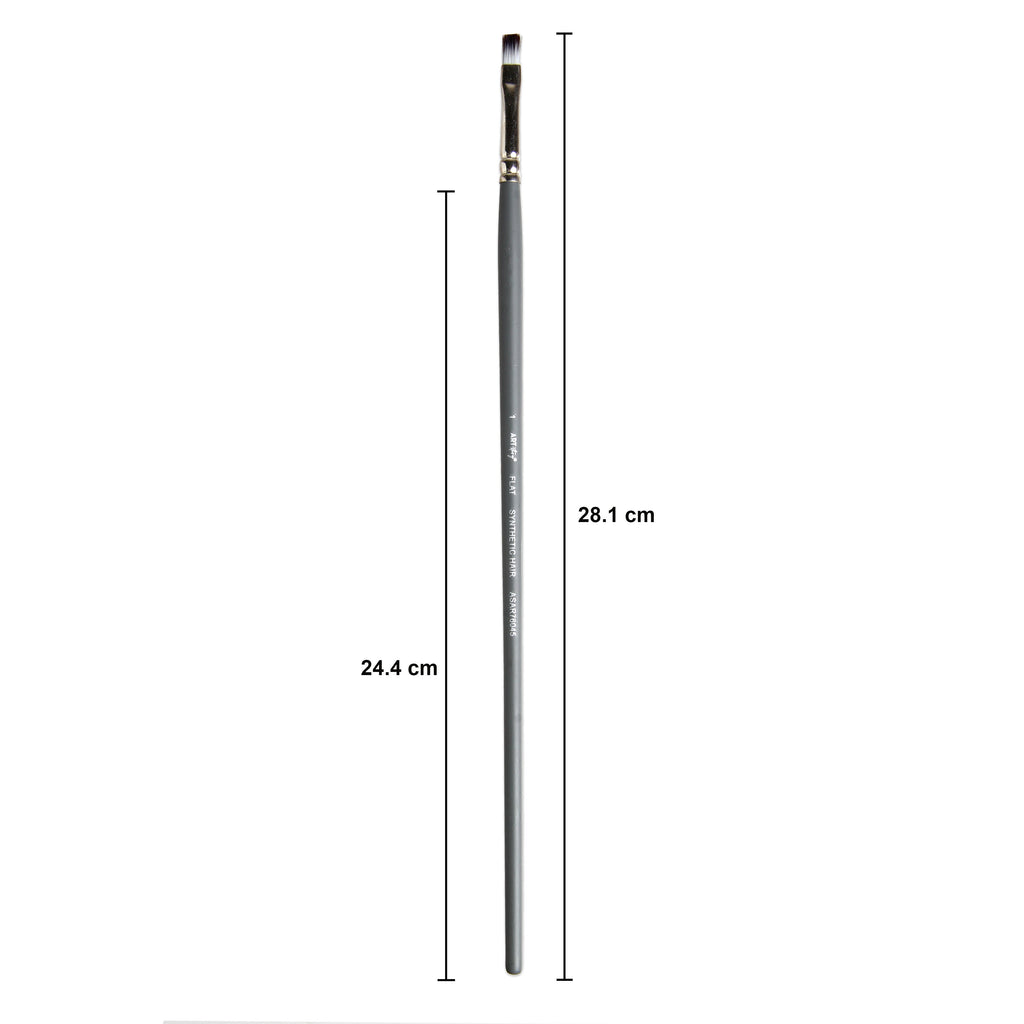 Long Handle Brush Flat Synthetic Hair Size 1 Handle Length 250mm