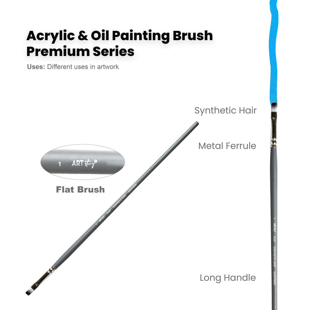 Long Handle Brush Flat Synthetic Hair Size 1 Handle Length 250mm
