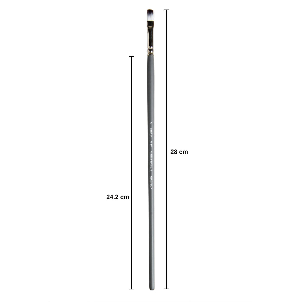 Long Handle Brush Flat Synthetic Hair Size 3 Handle Length 250mm