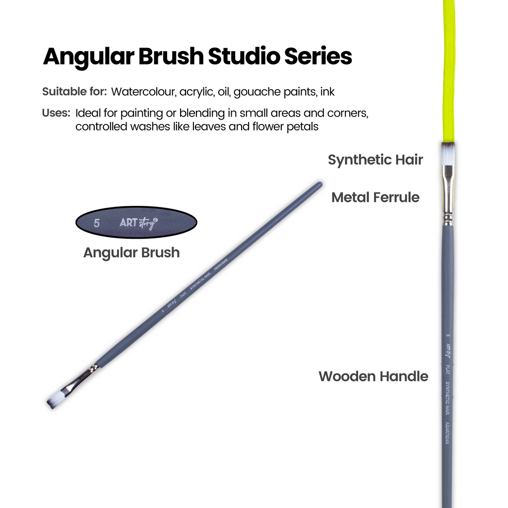 Long Handle Brush Flat Synthetic Hair Size 5 Handle Length 250mm 1pc