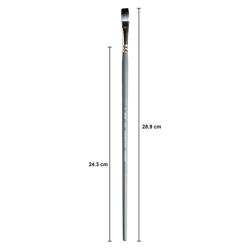 Long Handle Brush Flat Synthetic Hair Size 6 Handle Length 250mm