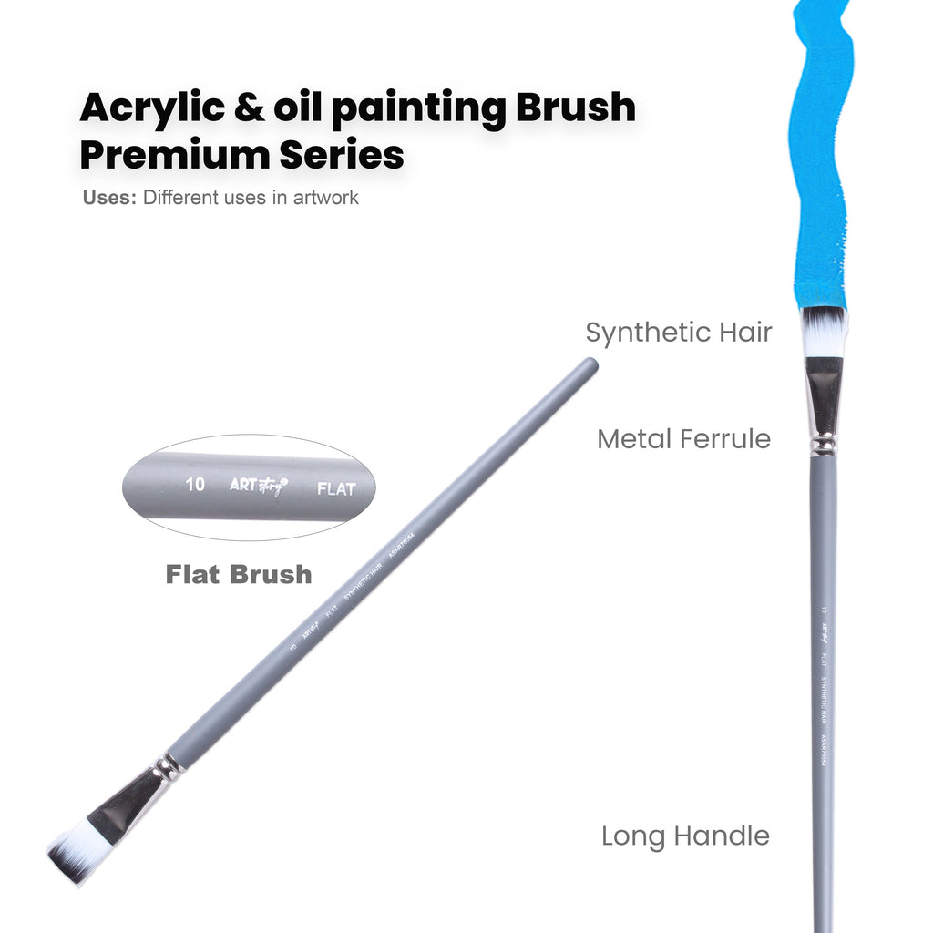Long Handle Brush Flat Synthetic Hair Size 10 Handle Length 250mm