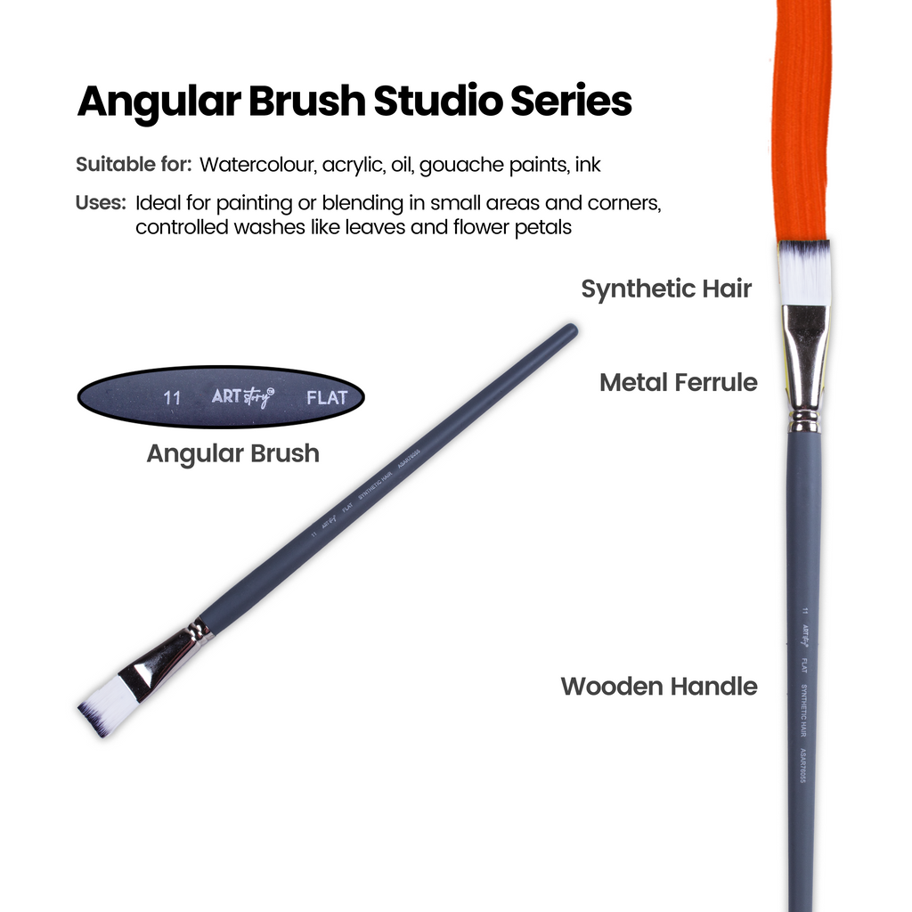 Long Handle Brush Flat Synthetic Hair Size 11 Handle Length 250mm 1pc
