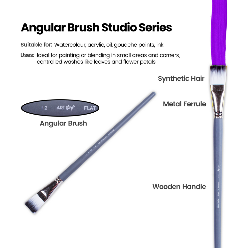 Long Handle Brush Flat Synthetic Hair Size 12 Handle Length 250mm 1pc