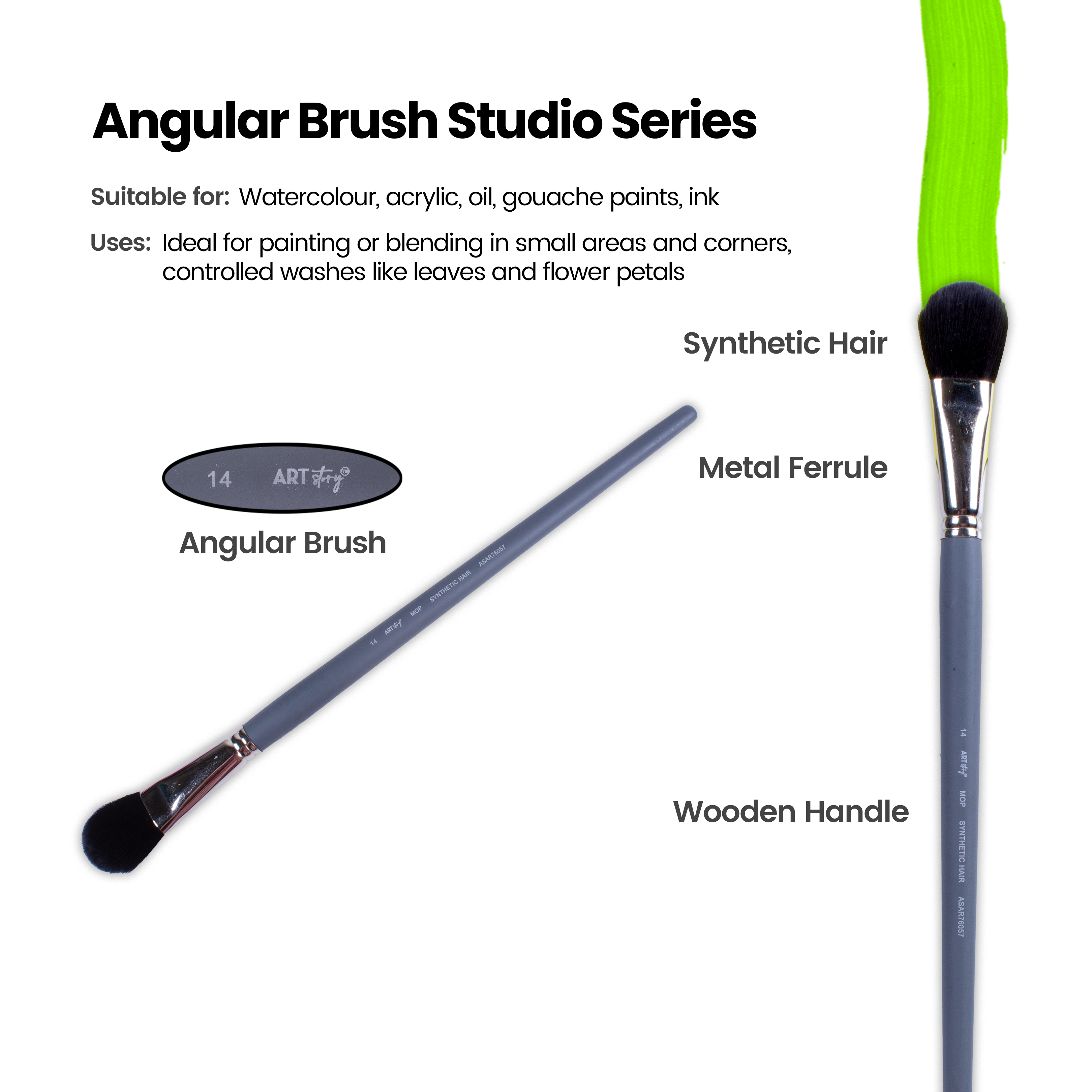 Long Handle Mop Brush Synthetic Hair Size 14 Handle Length 250mm 1pc