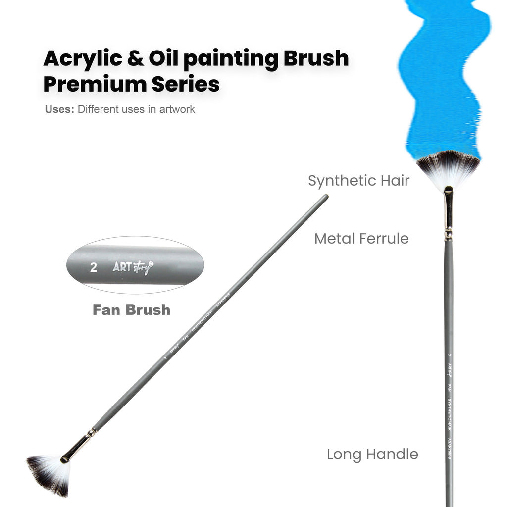 Long Handle Fan Brush Synthetic Hair Size 2 Handle Length 250mm