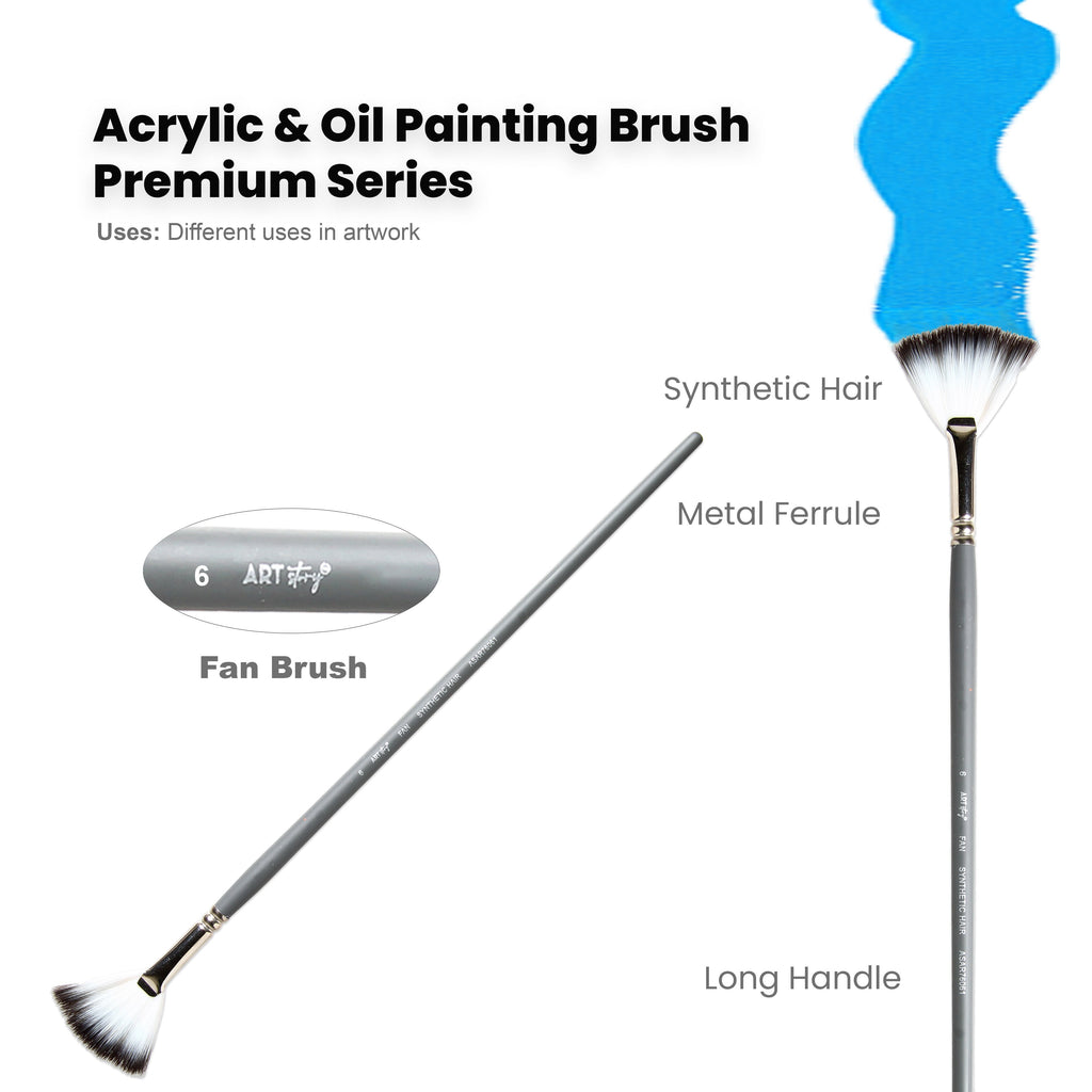 Long Handle Fan Brush Synthetic Hair Size 6 Handle Length 250mm
