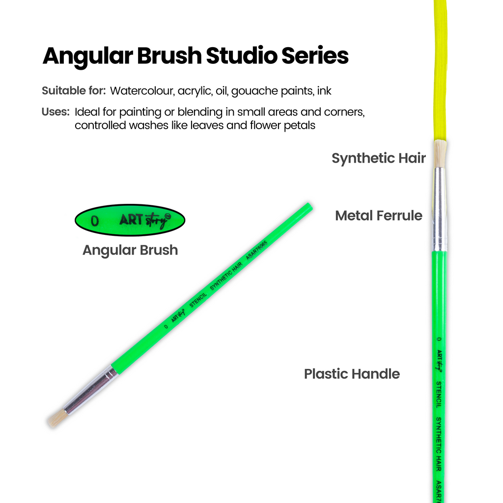 Kids Hobby Brush Round Synthetic Hair Size 0 Handle Length 15mm 1pc