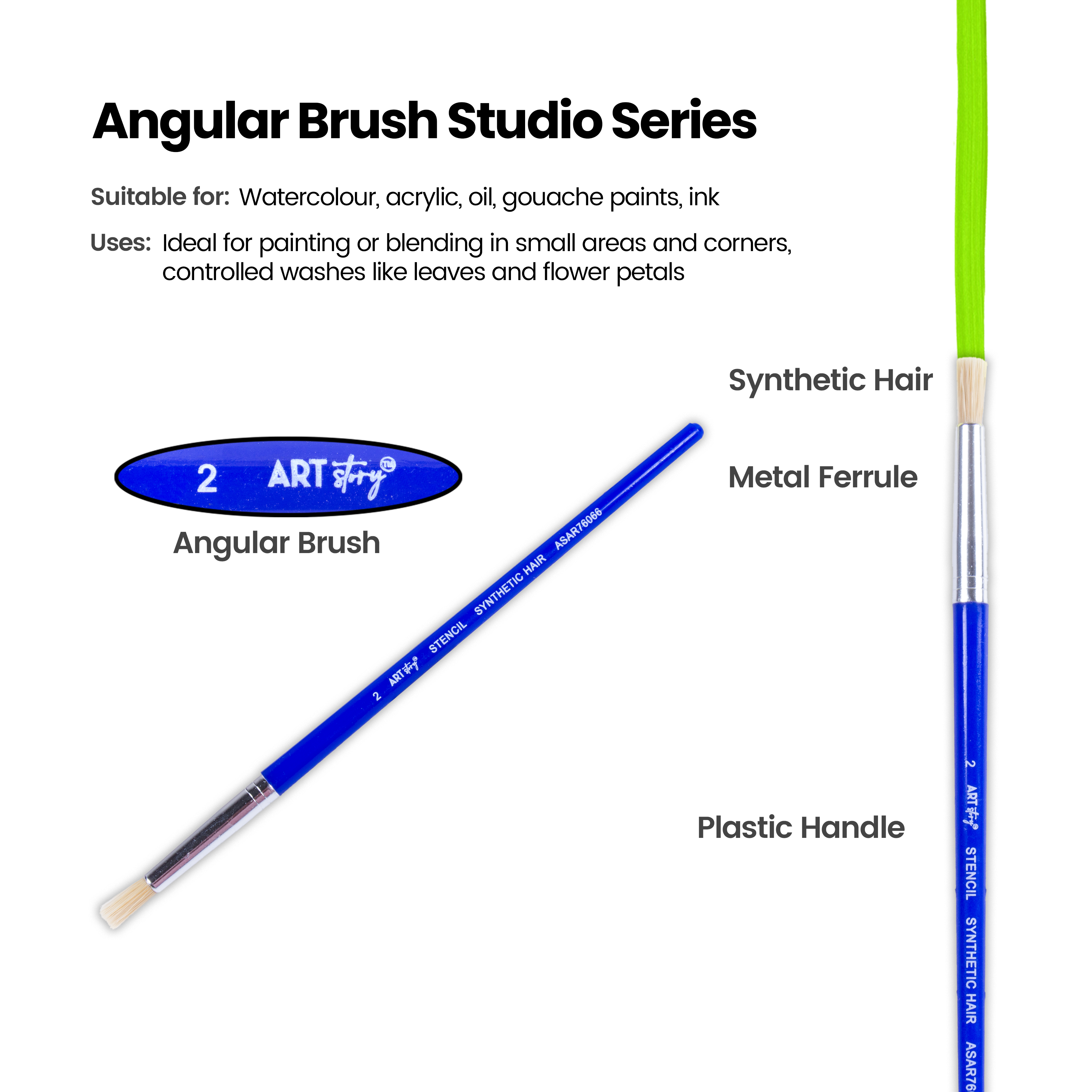 Kids Hobby Brush Round Synthetic Hair Size 2 Handle Length 15mm 1pc