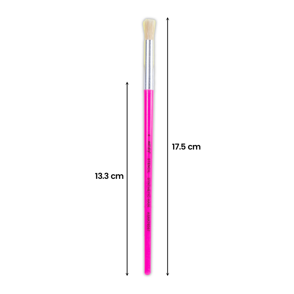 Kids Hobby Brush Round Synthetic Hair Size 4 Handle Length 15mm 1pc