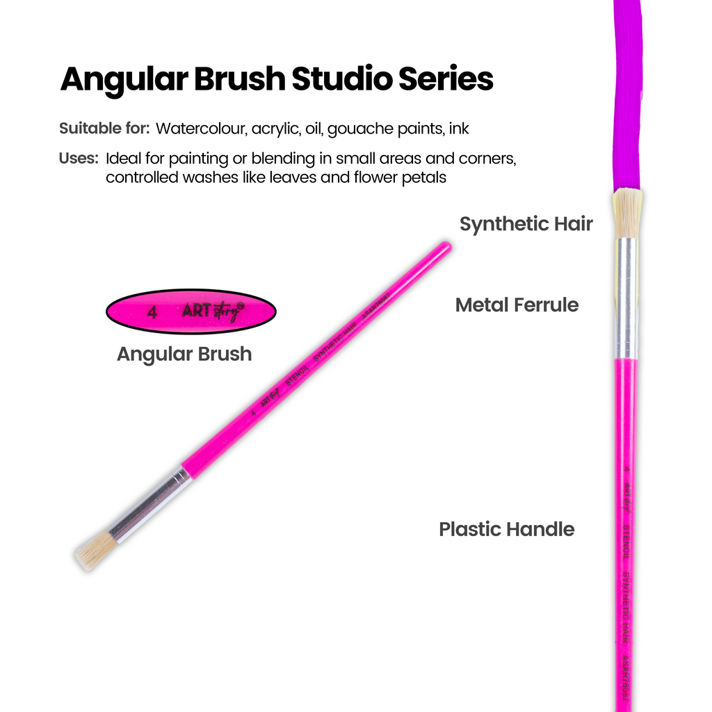 Kids Hobby Brush Round Synthetic Hair Size 4 Handle Length 15mm 1pc