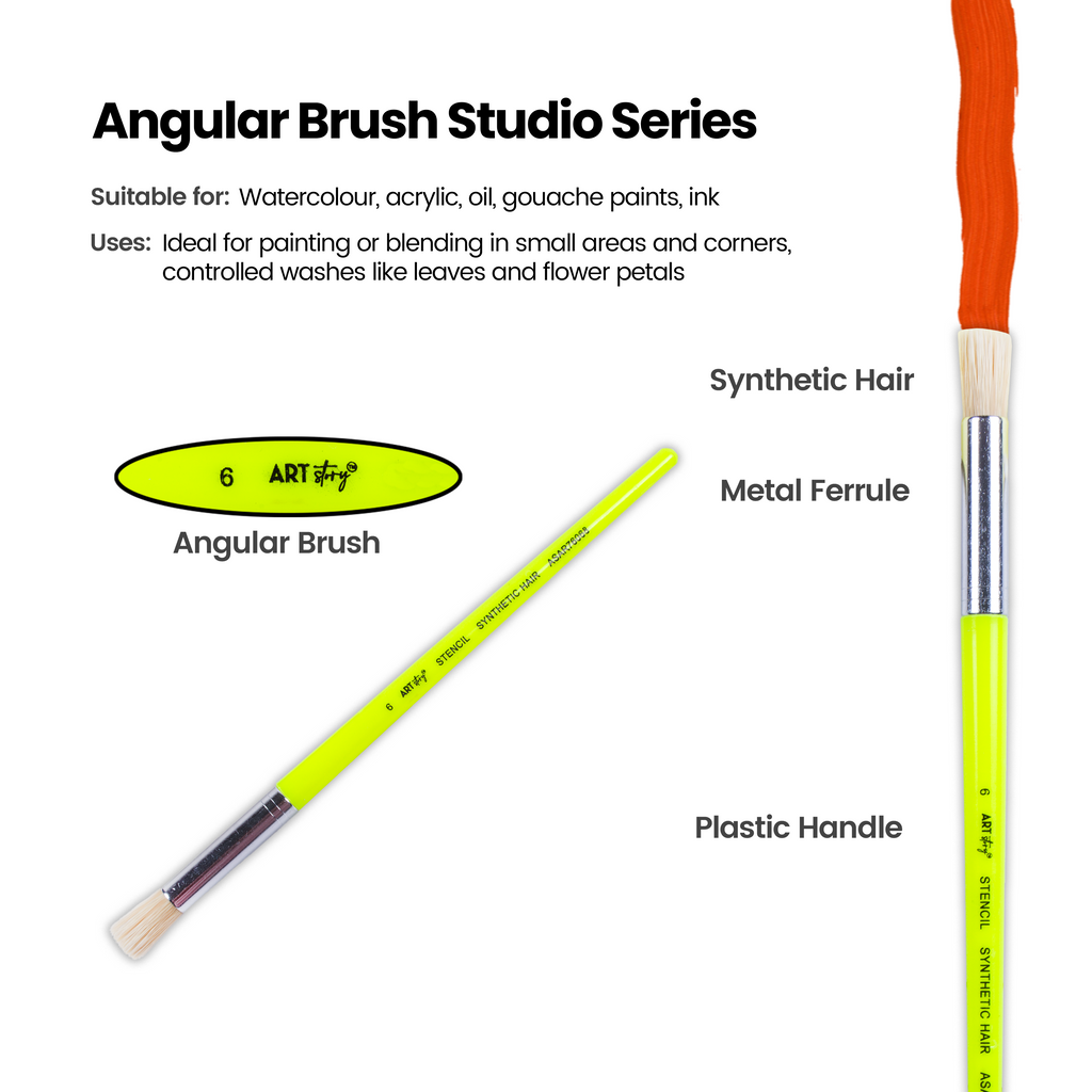 Kids Hobby Brush Round Synthetic Hair Size 6 Handle Length 15mm 1pc