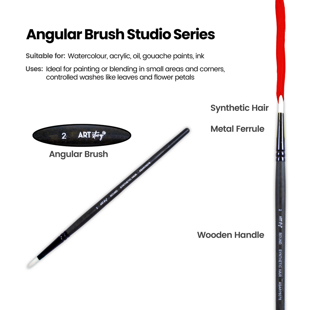 Pro Oil Brush Round Synthetic Hair Size 2 Handle Length 165mm 1pc
