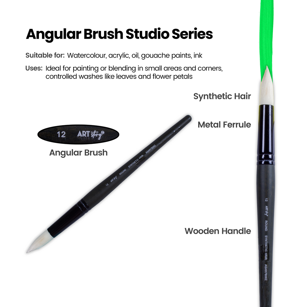 Pro Oil Brush Round Synthetic Hair Size 12 Handle Length 165mm 1pc