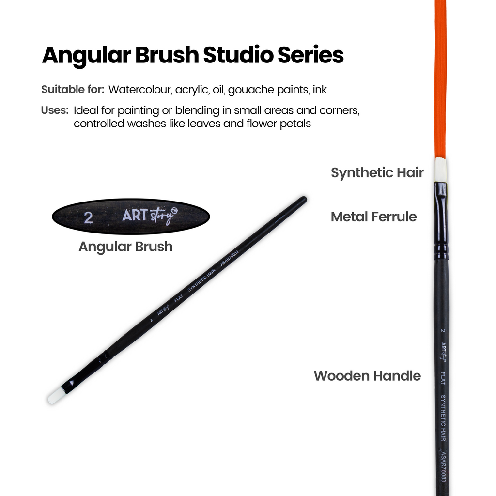 Pro Oil Brush Flat Synthetic Hair Size 2 Handle Length 165mm 1pc