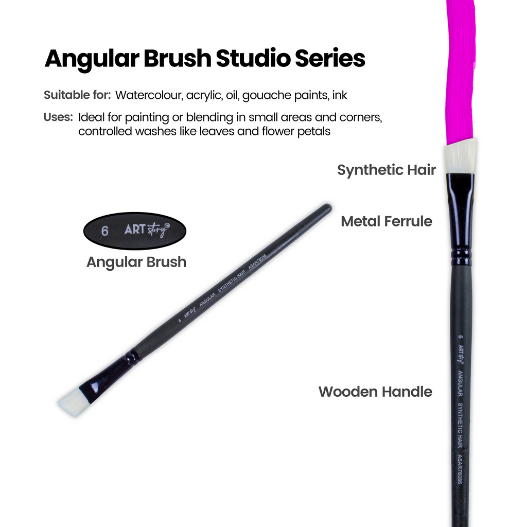 Pro Oil Brush Angular Synthetic Hair Size 6 Handle Length 165mm 1pc
