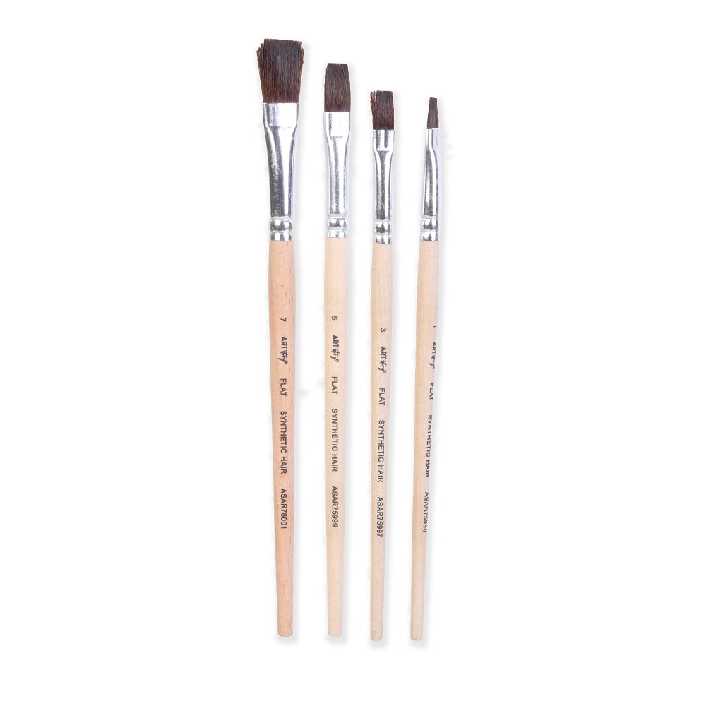Watercolour Brush Flat Synthetic Hair Size 2 4 6 8 Set of 4pc