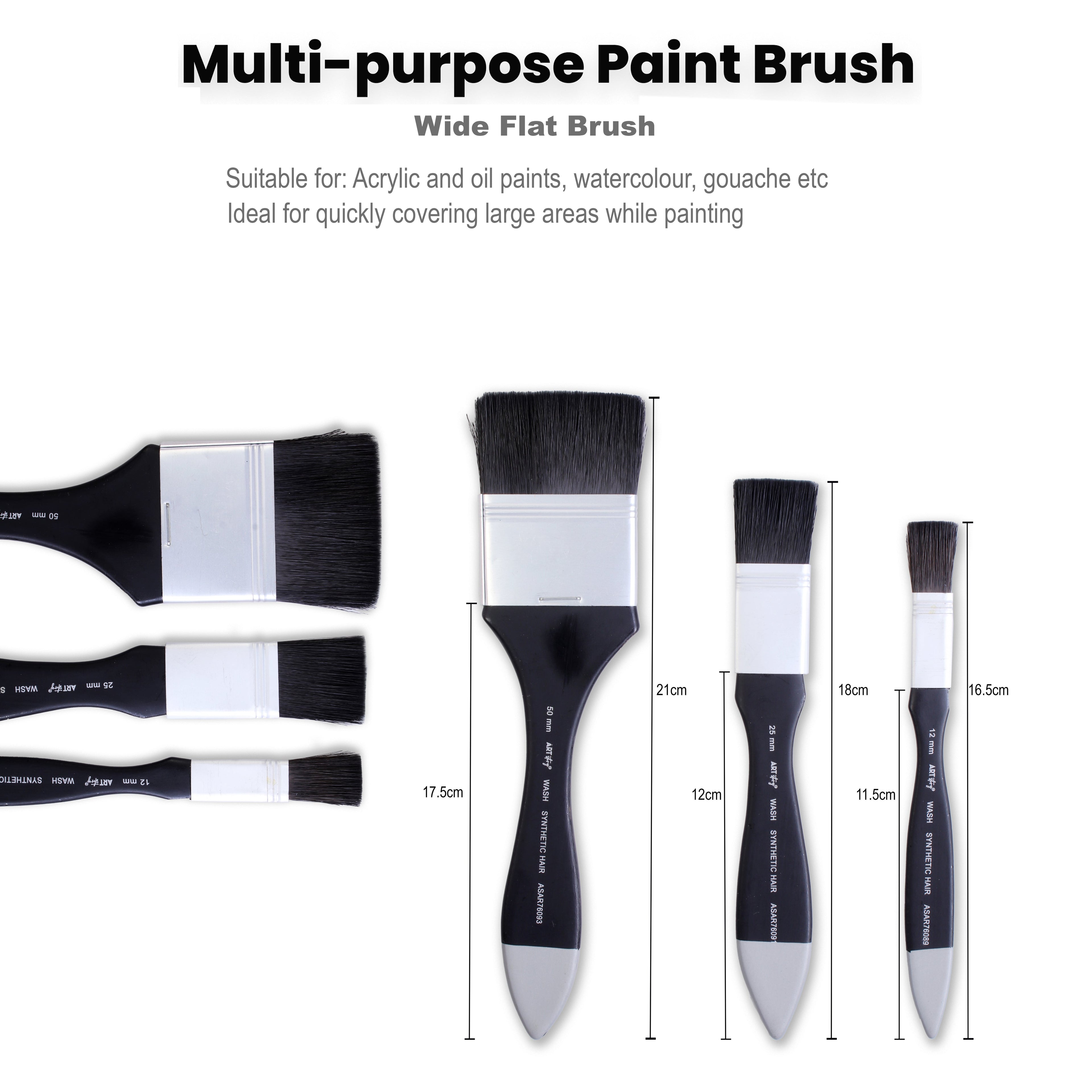 Wash Brush Soft Size 12mm 24mm 50mm Set Of 3pc