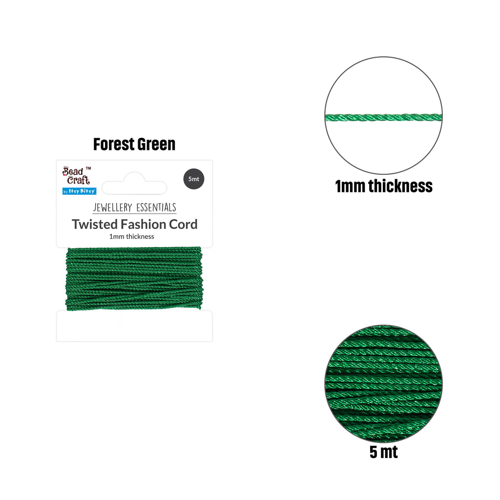Nylon Twisted Cord 0.5mm Forest Green 5mtr