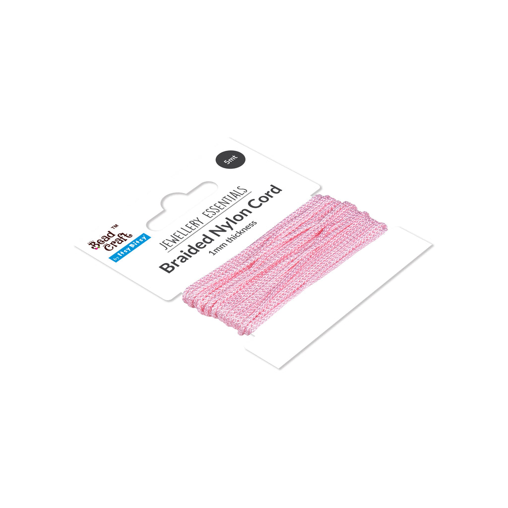 Nylon Braided Cord 1mm Light Pink 5mtr