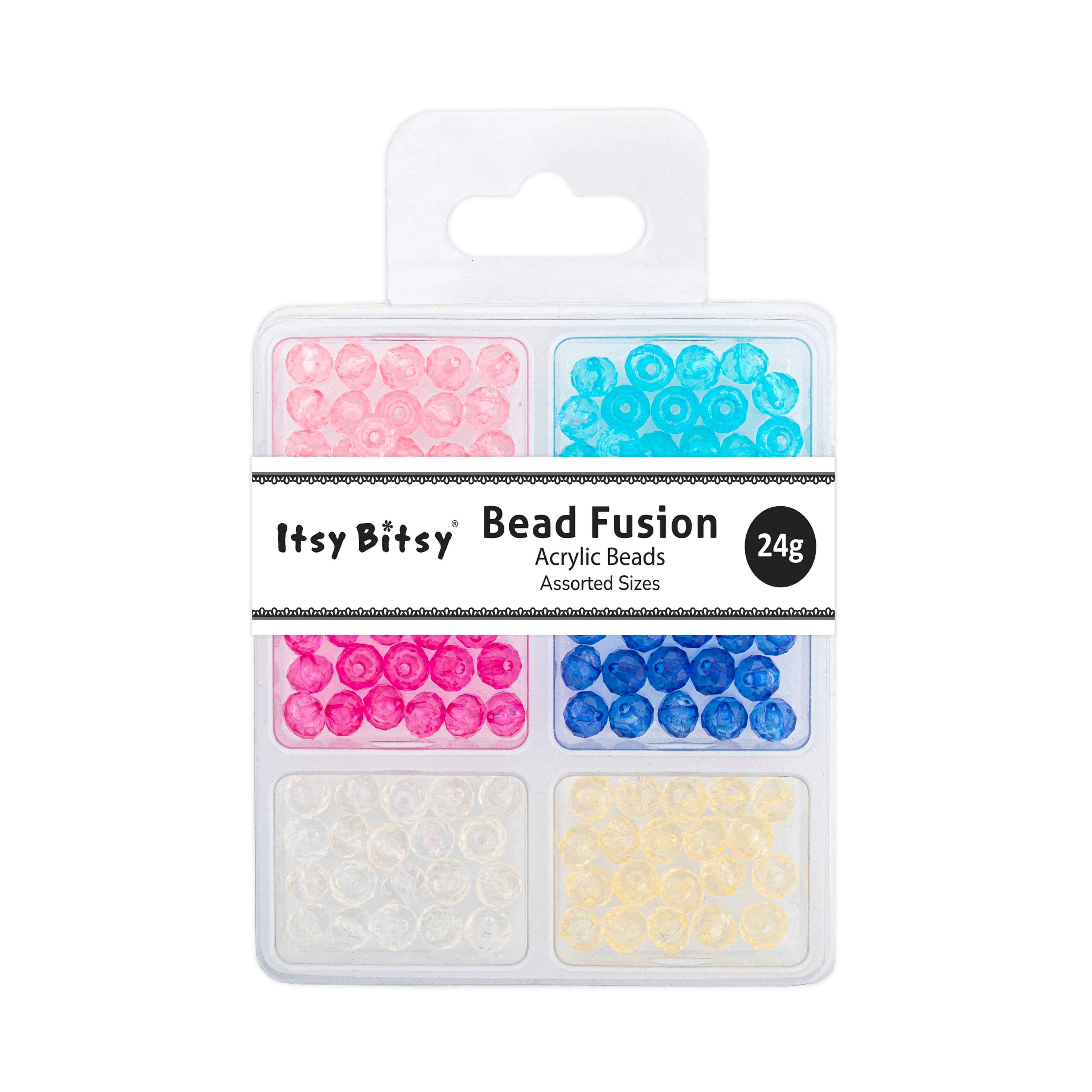 Acrylic Beads Rosy Sky 6 Shades Assorted Sizes 24gm 6 Comp Blister