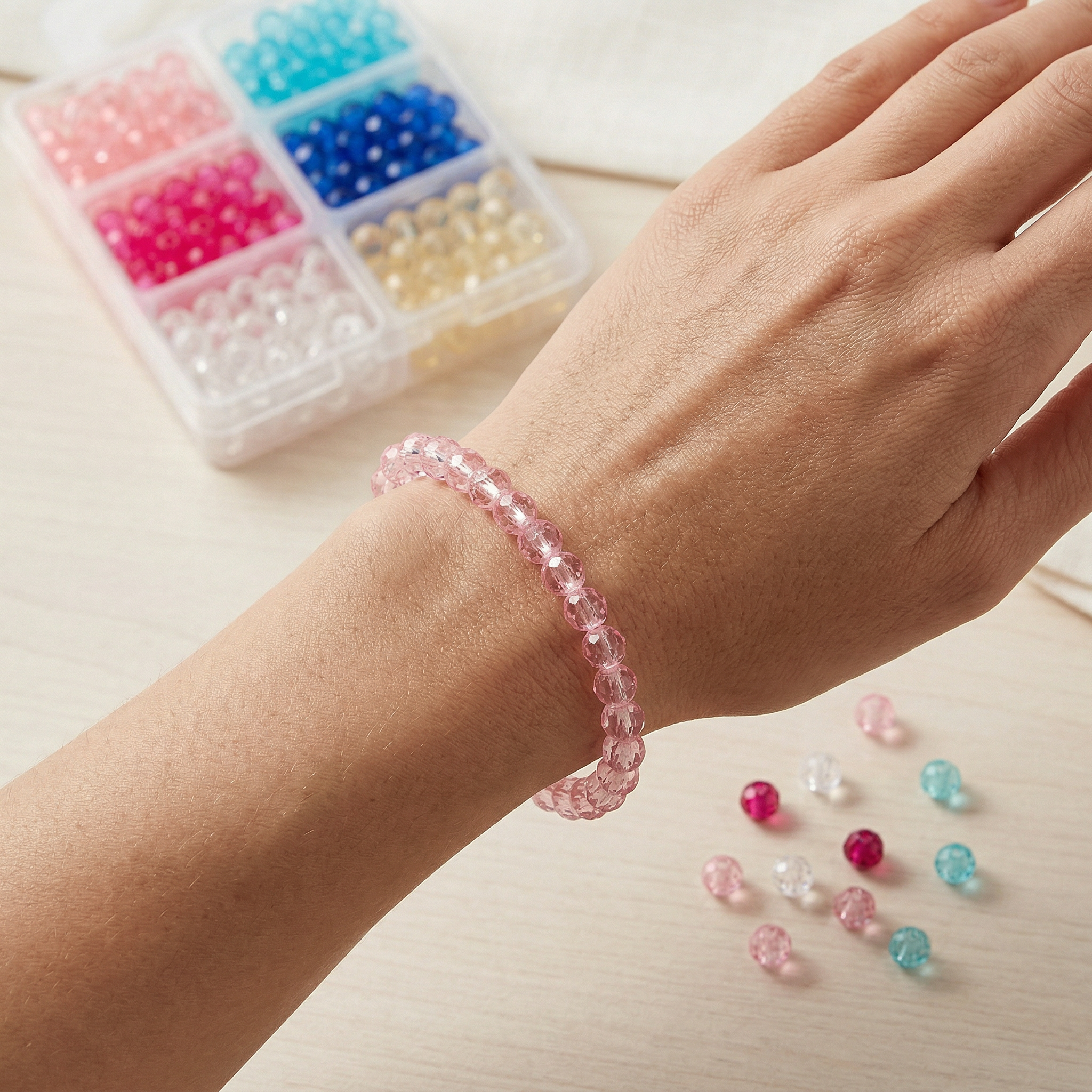 Acrylic Beads Rosy Sky 6 Shades Assorted Sizes 24gm 6 Comp Blister