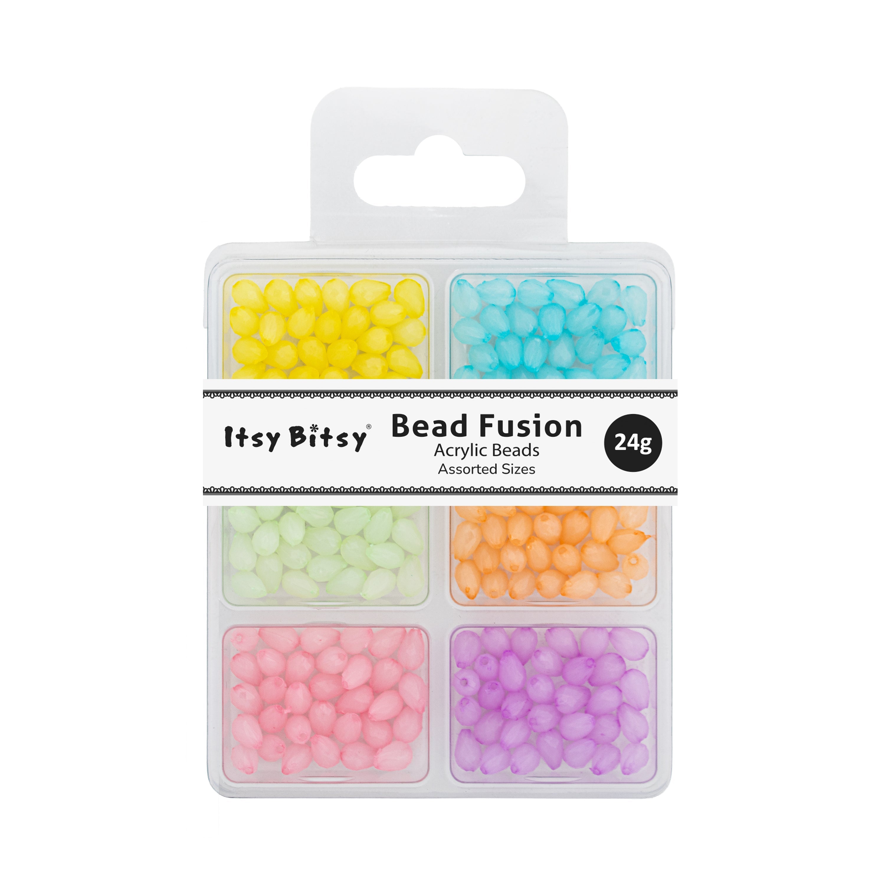 Acrylic Beads Pastel Palette 6 Shades Assorted Sizes 24gm 6 Comp Blister