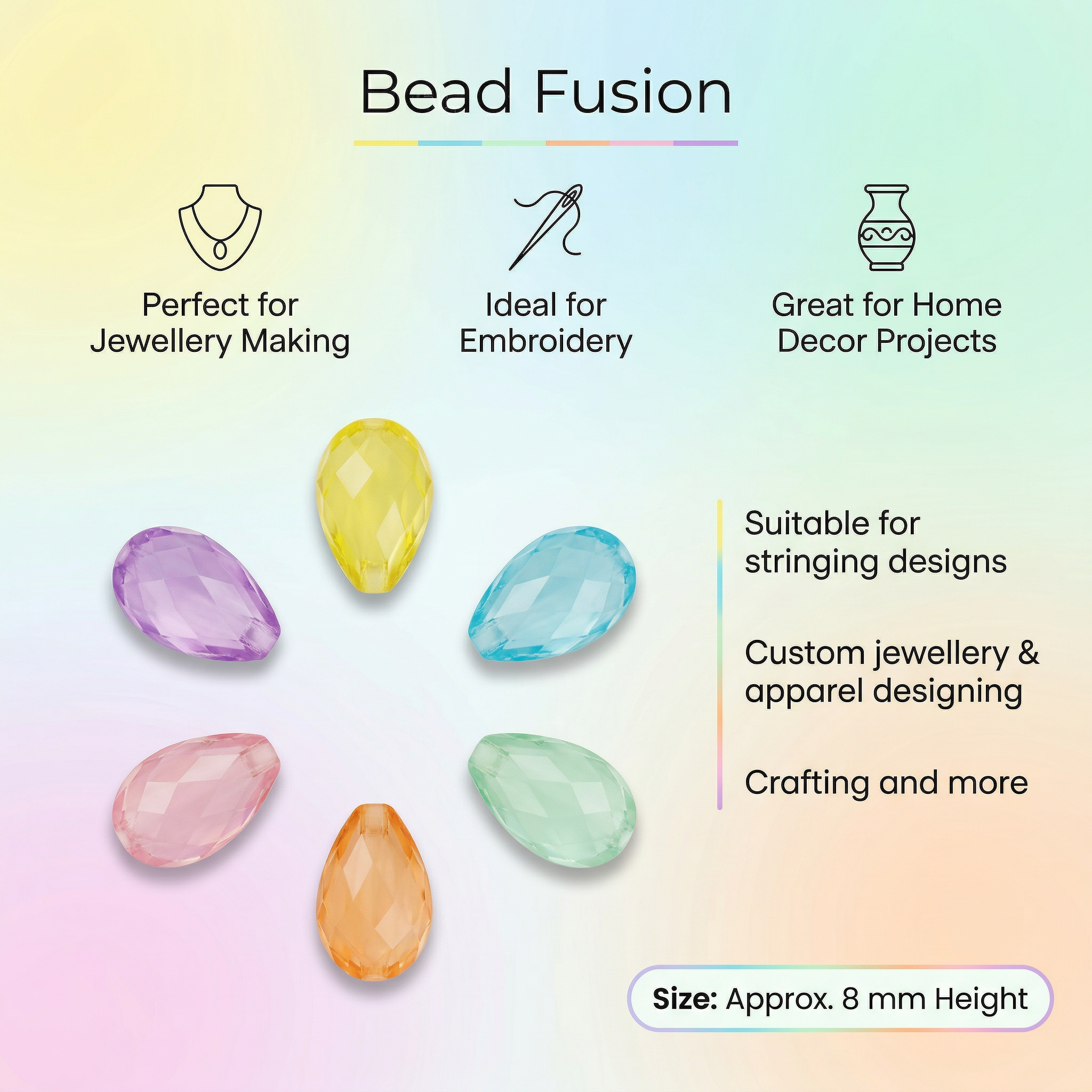Acrylic Beads Pastel Palette 6 Shades Assorted Sizes 24gm 6 Comp Blister
