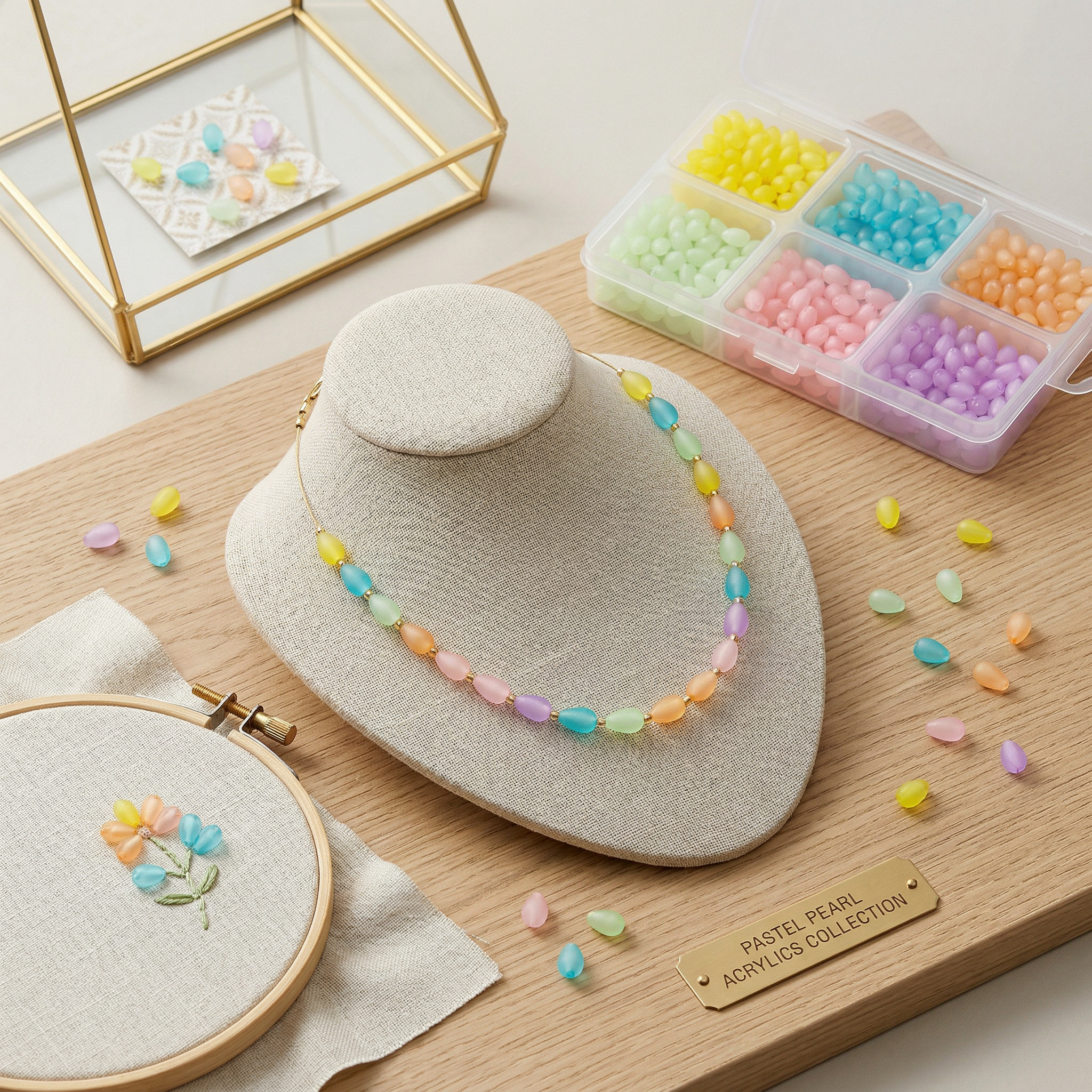 Acrylic Beads Pastel Palette 6 Shades Assorted Sizes 24gm 6 Comp Blister