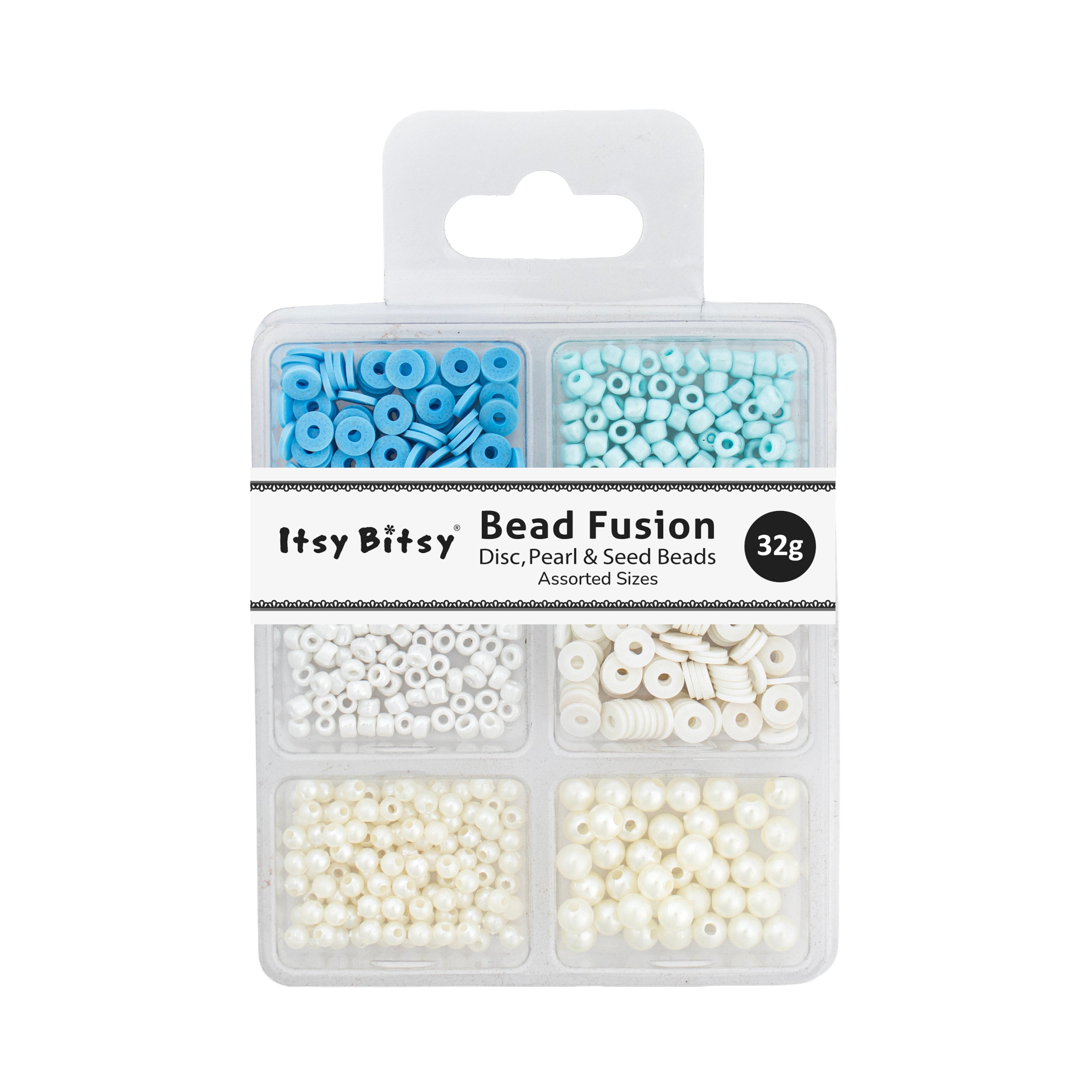 Beads Milky Sky 6 Shades Assorted Sizes 32gm 6 Comp Blister
