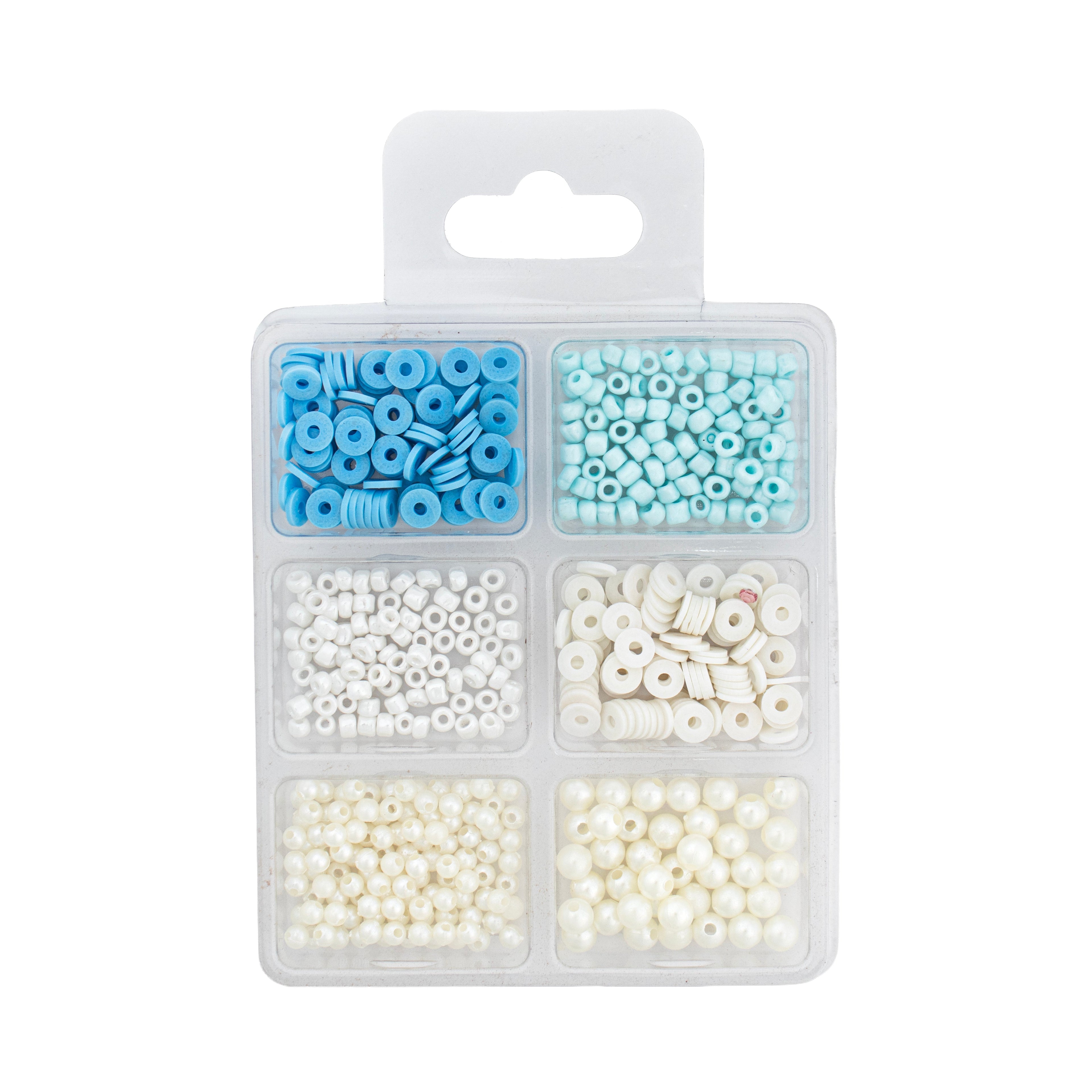 Beads Milky Sky 6 Shades Assorted Sizes 32gm 6 Comp Blister
