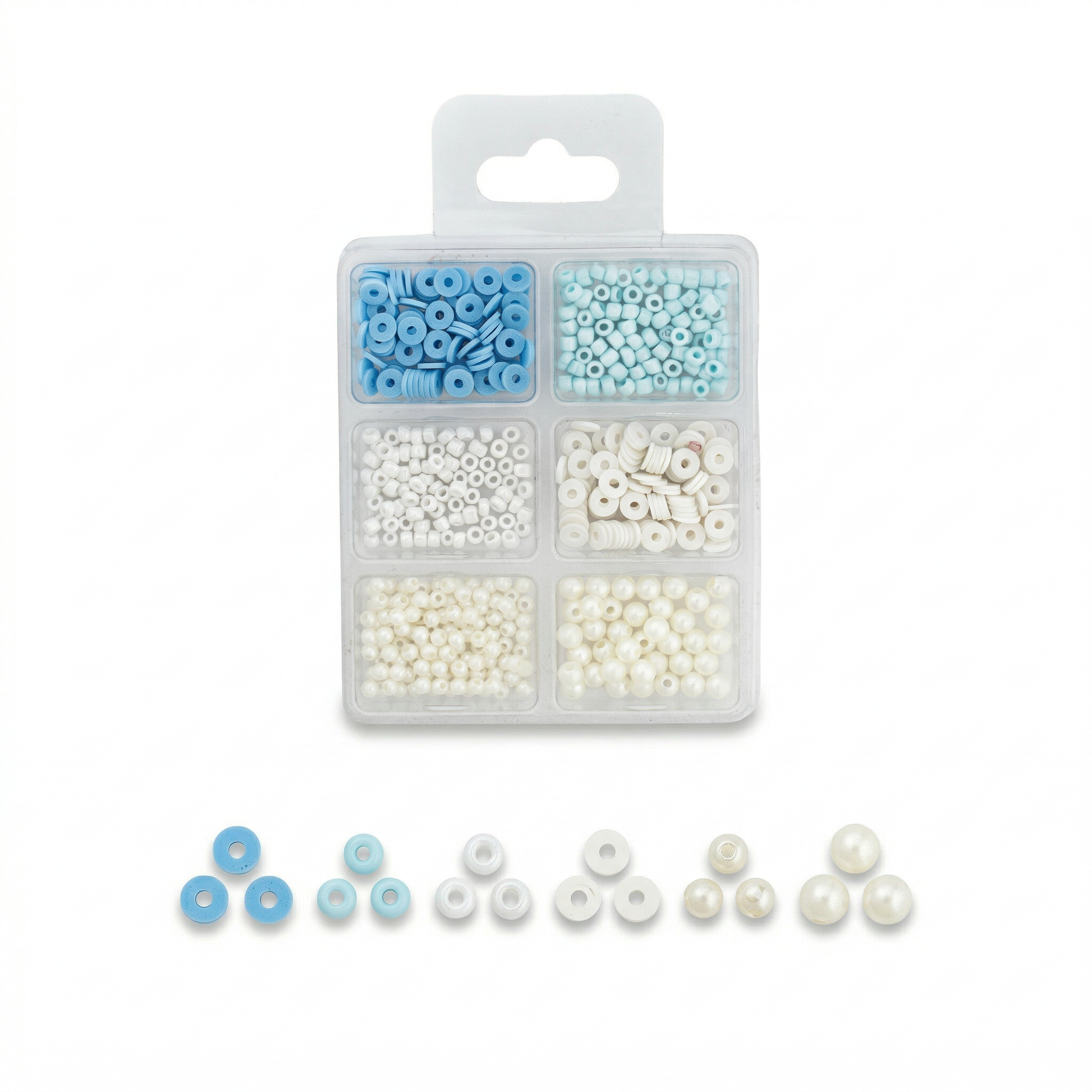 Beads Milky Sky 6 Shades Assorted Sizes 32gm 6 Comp Blister