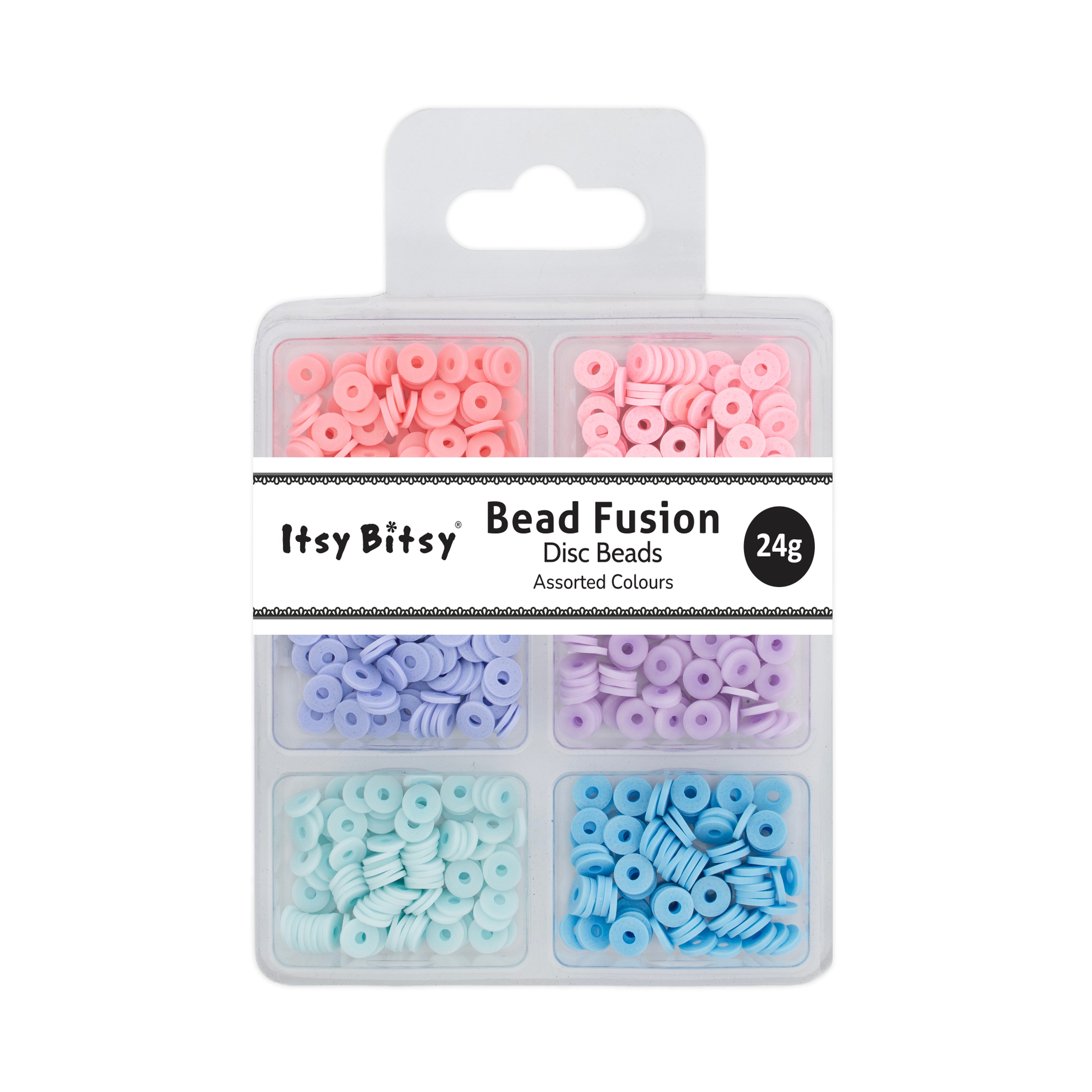Heishi Beads Pastel Berry 6 Shades 24gm 6 Comp Blister