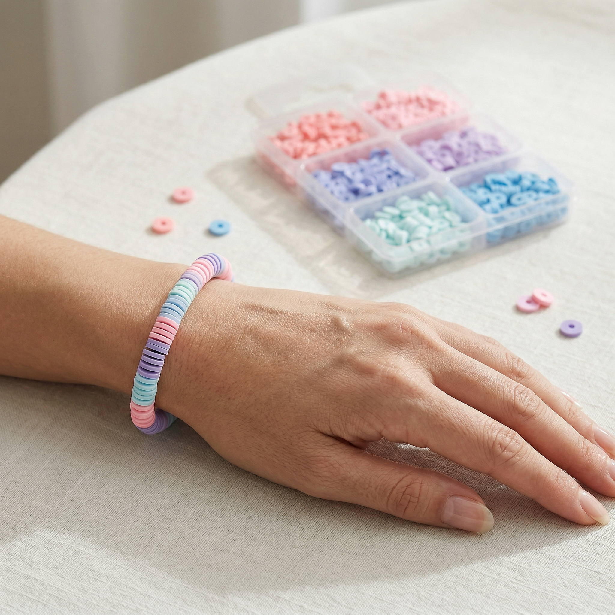 Heishi Beads Pastel Berry 6 Shades 24gm 6 Comp Blister