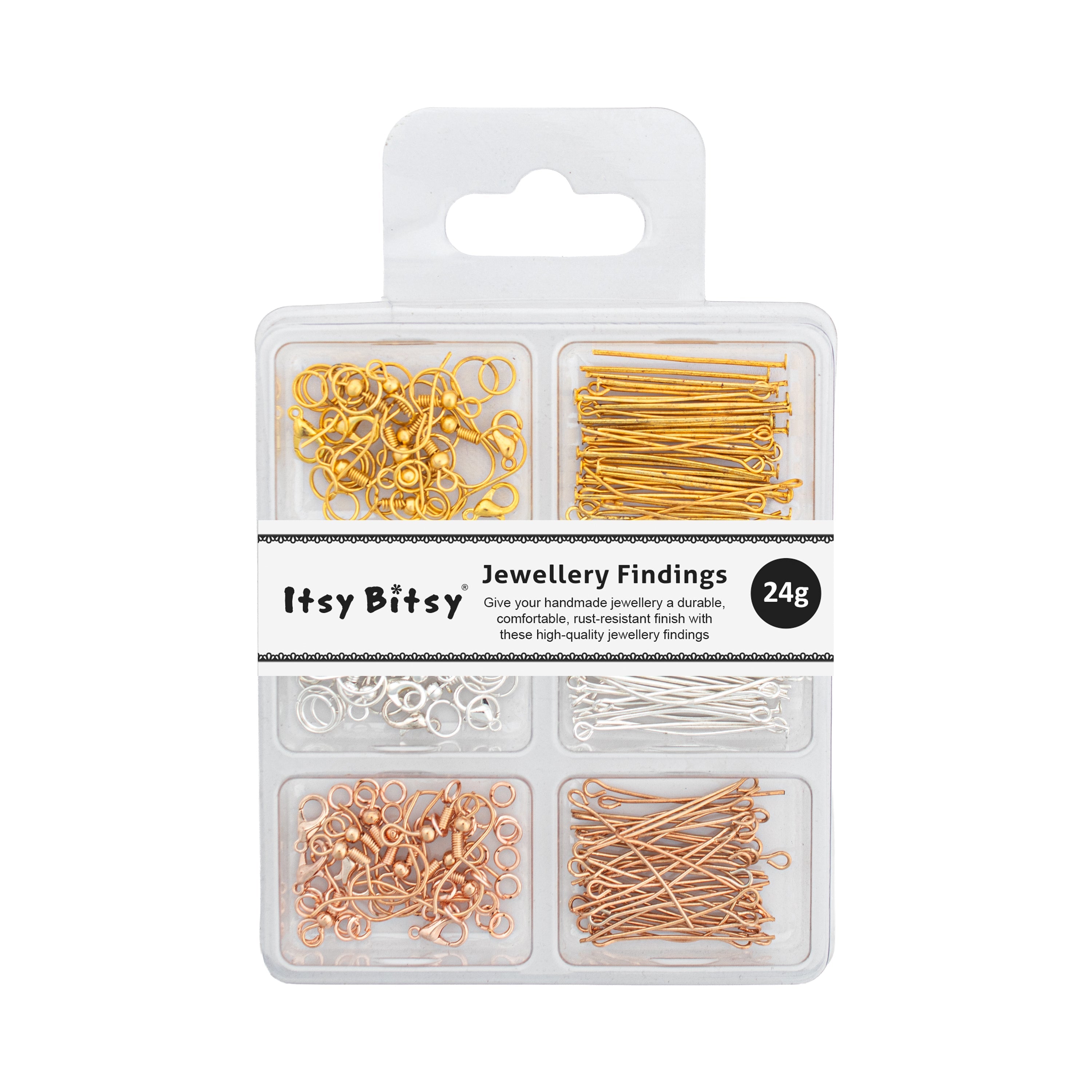 Jewellery Findings Assorted 24gm 6 Comp Blister