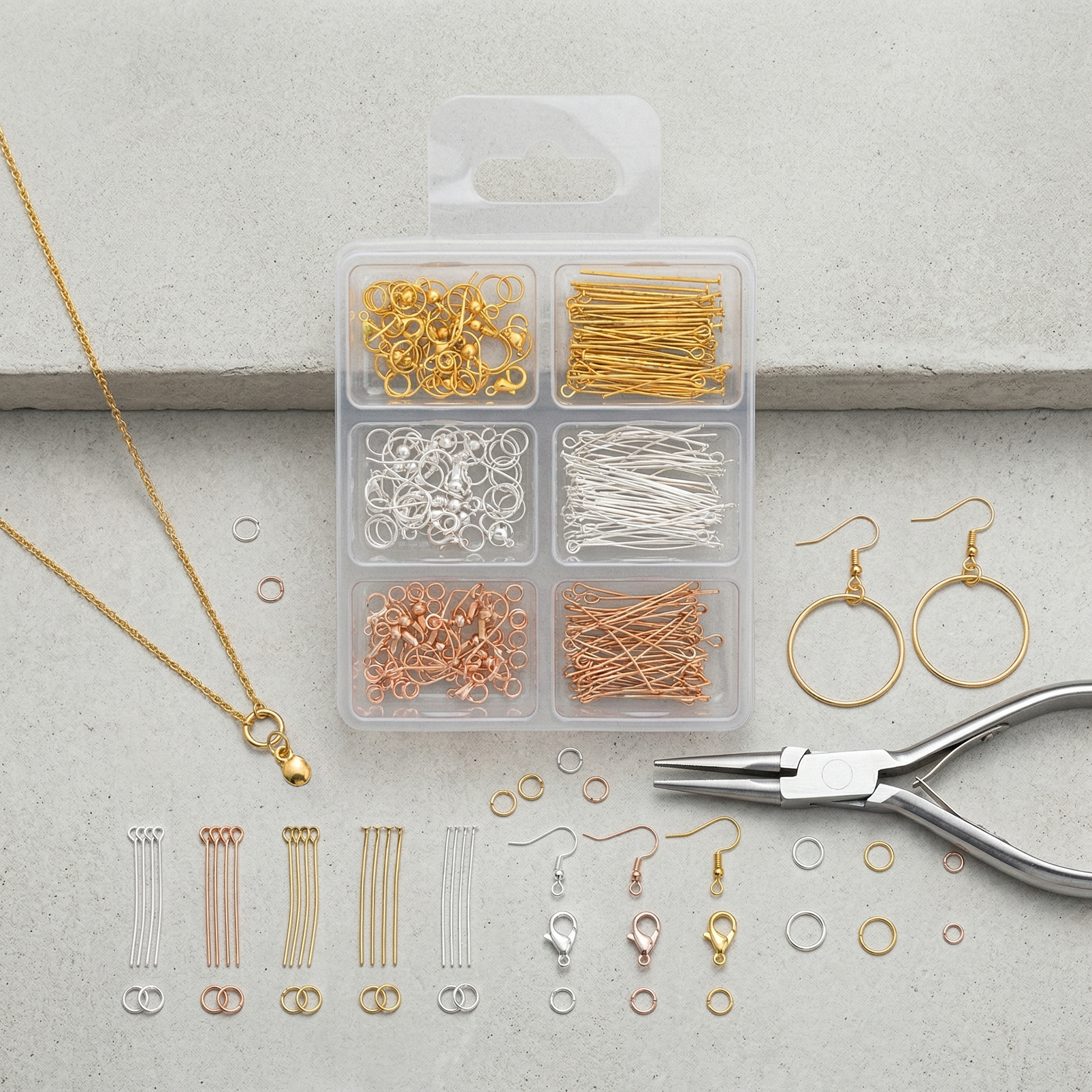 Jewellery Findings Assorted 24gm 6 Comp Blister