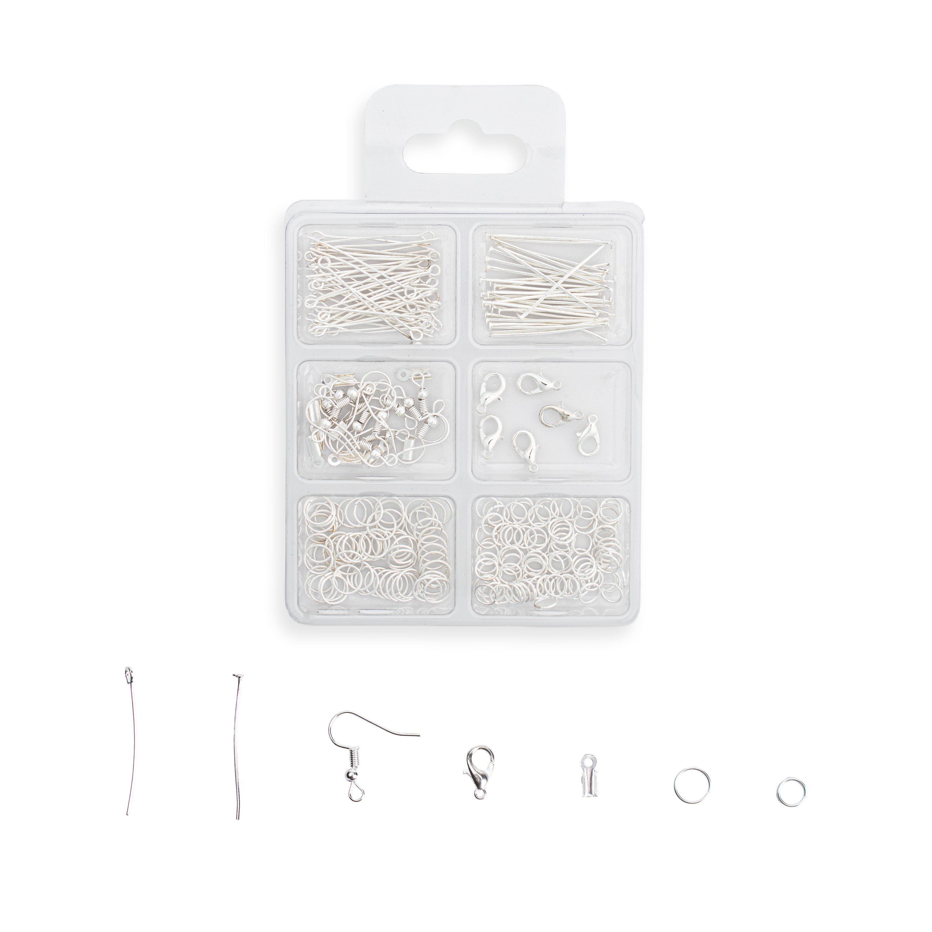 Jewellery Findings Assorted Silver 24gm 6 Comp Blister