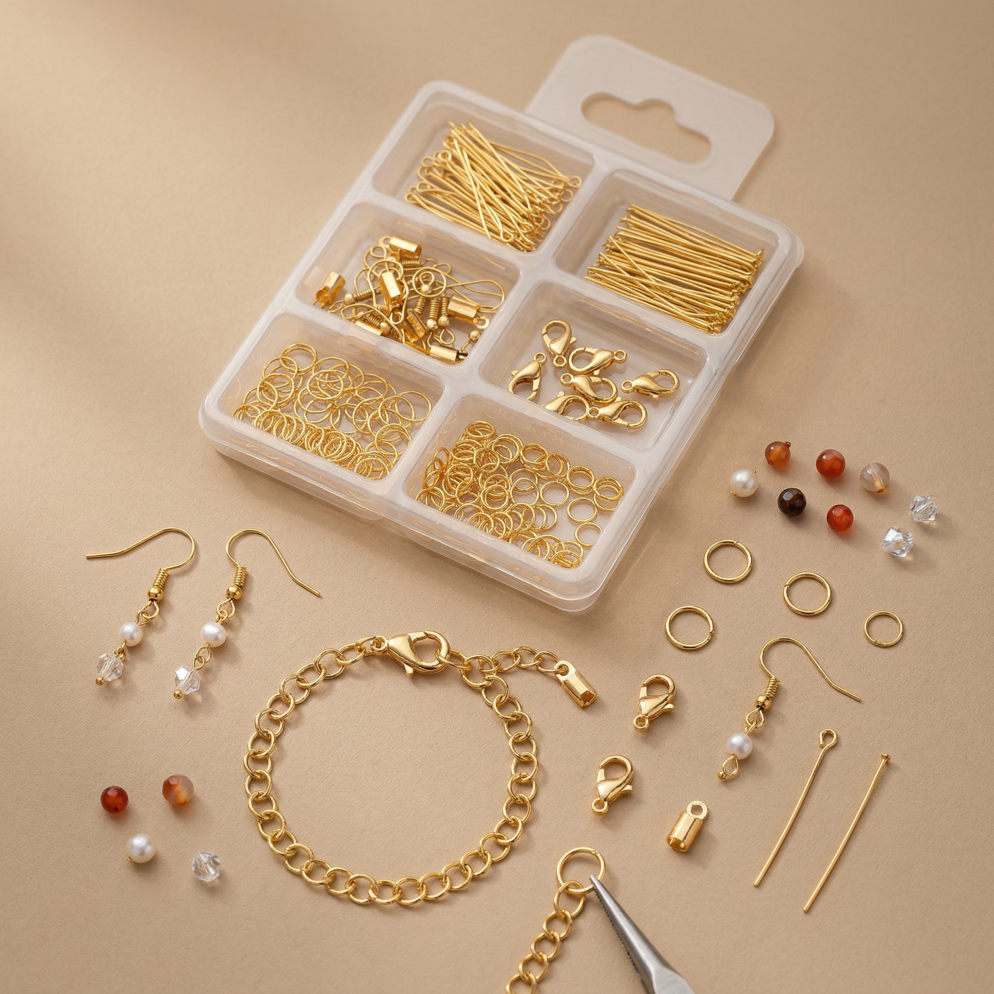Jewellery Findings Assorted Gold 24gm 6 Comp Blister