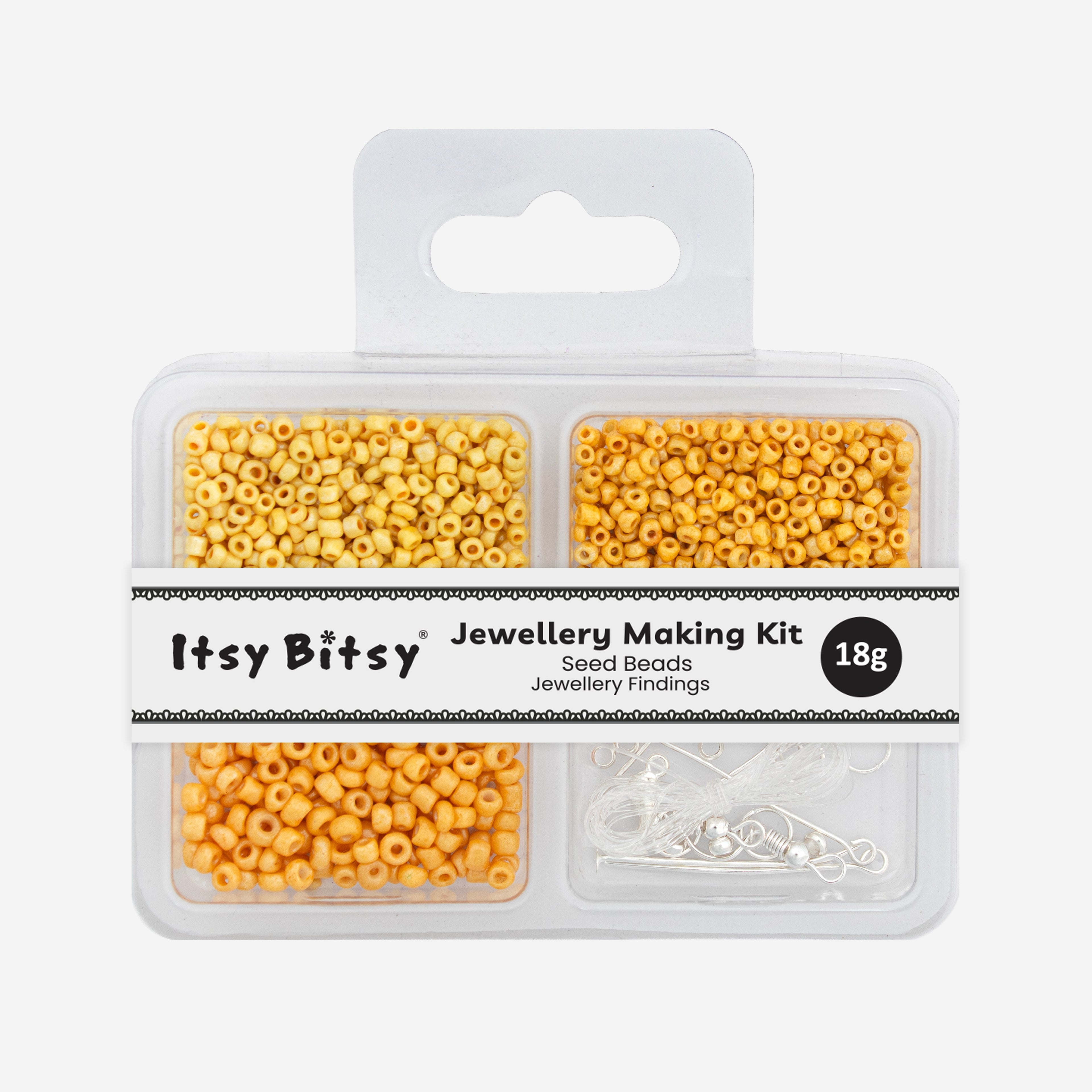 Seed Beads, Findings & Cord Sunny Hues 18gm 4 Comp Blister