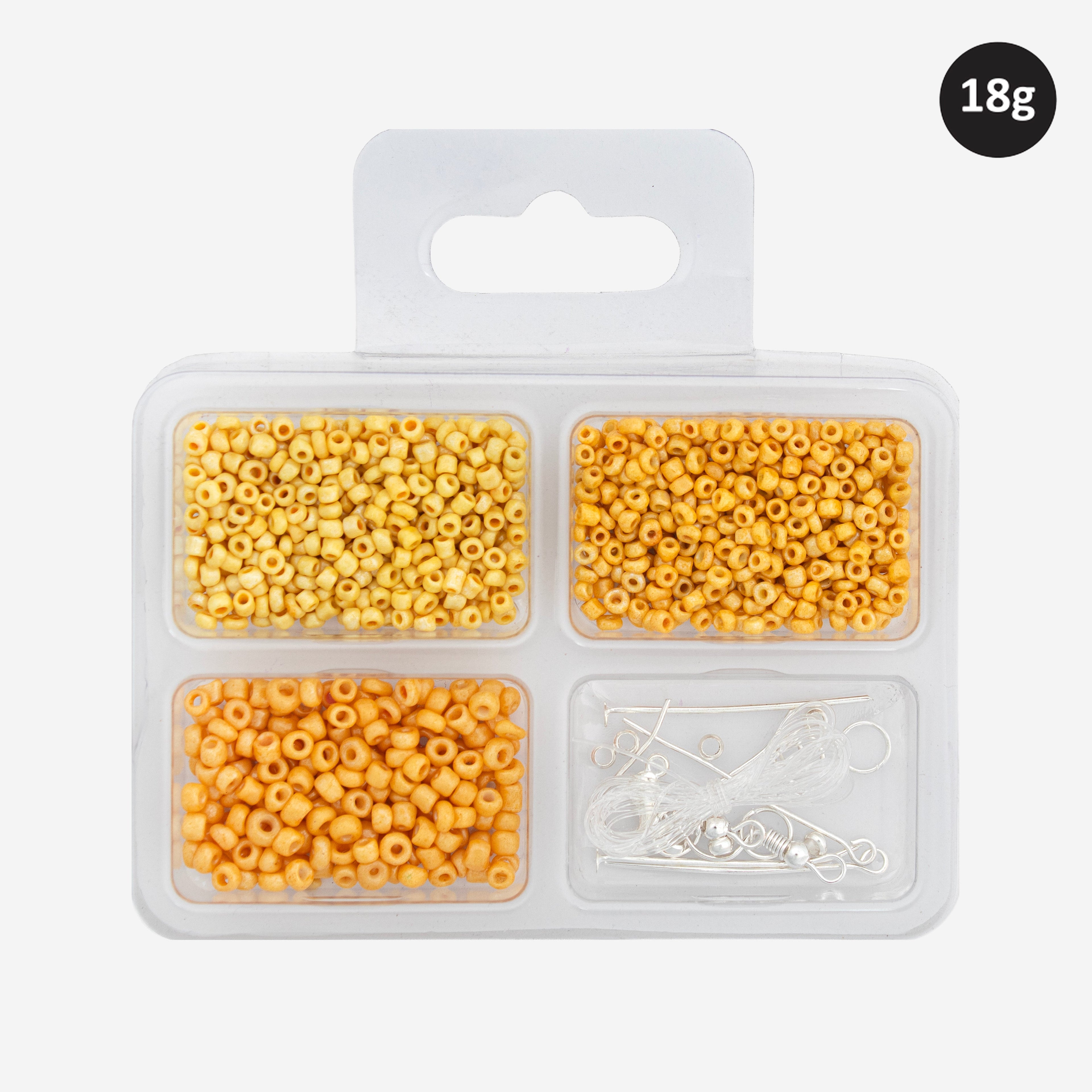 Seed Beads, Findings & Cord Sunny Hues 18gm 4 Comp Blister
