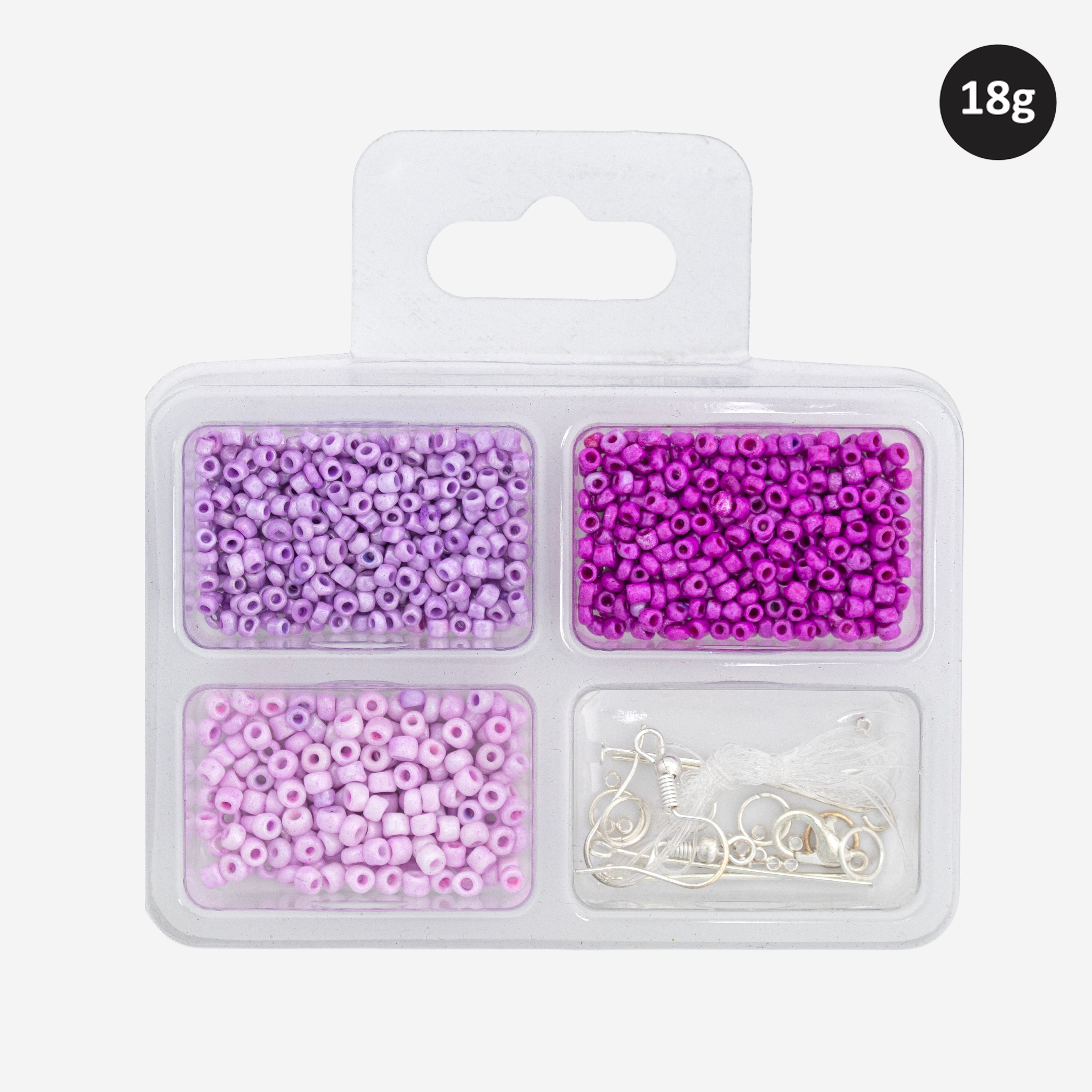 Seed Beads, Findings & Cord Rosy Hues 18gm 4 Comp Blister
