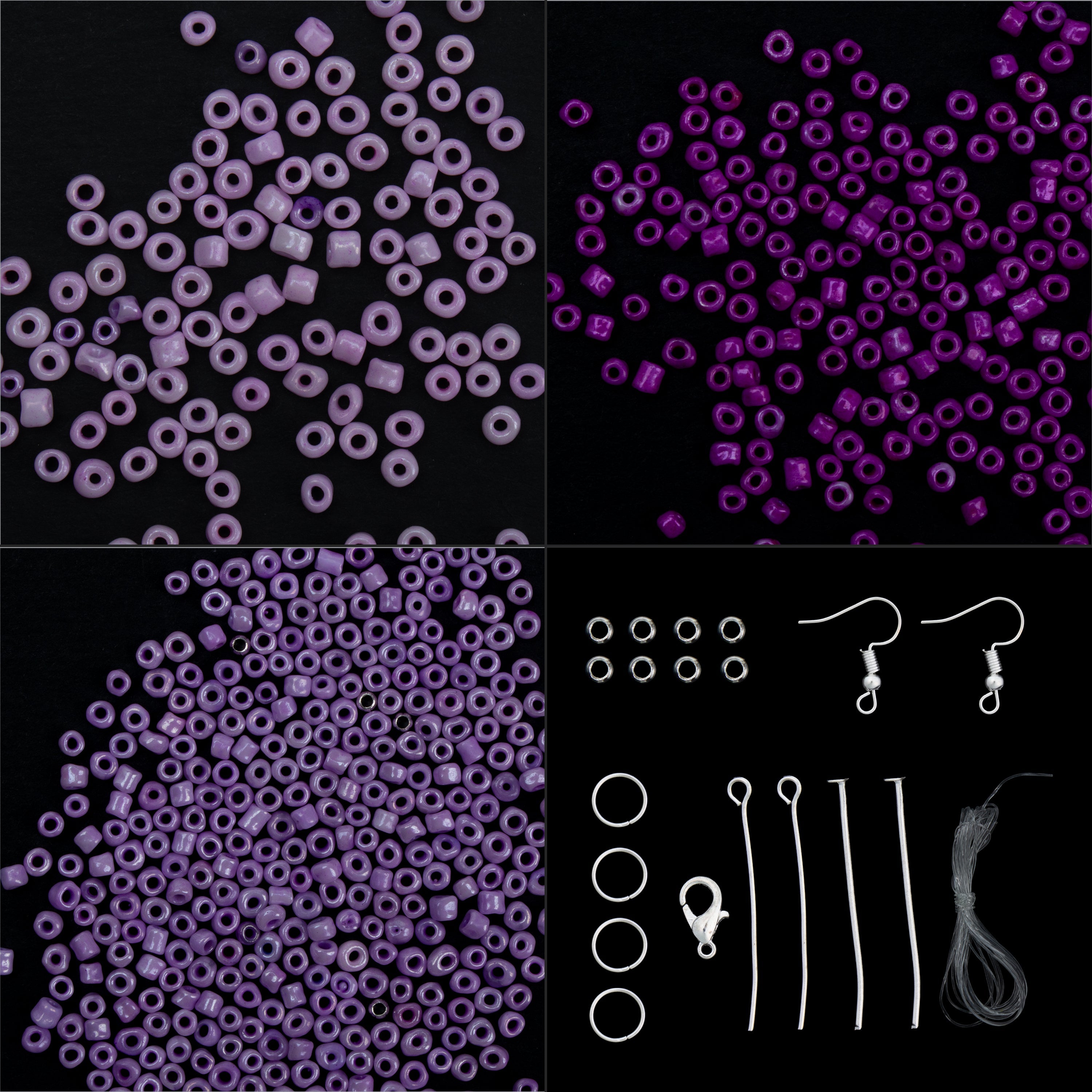 Seed Beads, Findings & Cord Rosy Hues 18gm 4 Comp Blister