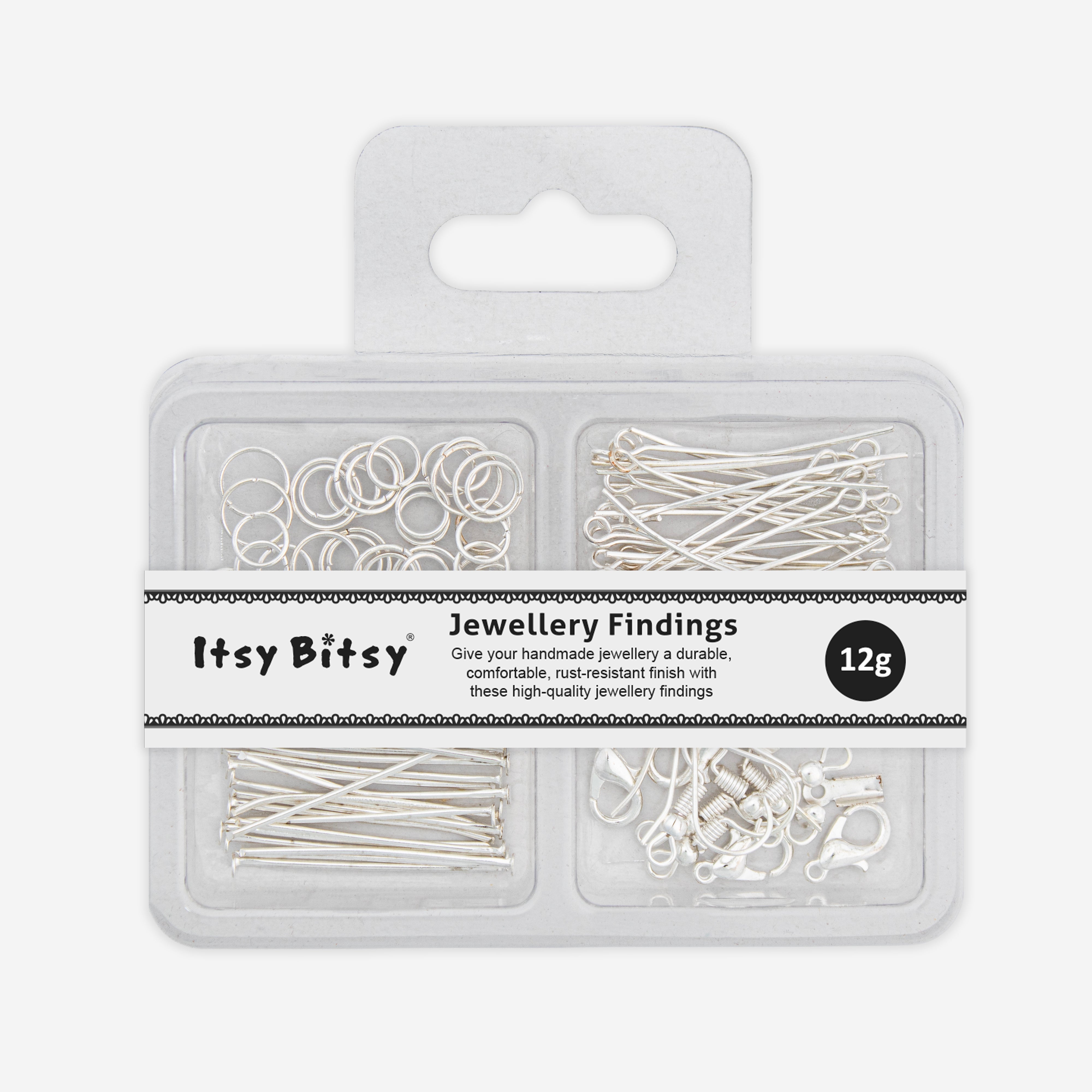 Jewellery Findings Silver 12gm 4 Comp Blister
