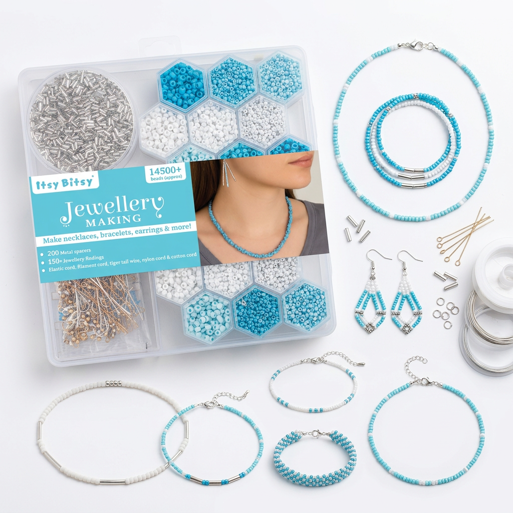 My Beads Studio Jewellery Making Kit Pearly sky in Hexagon Box