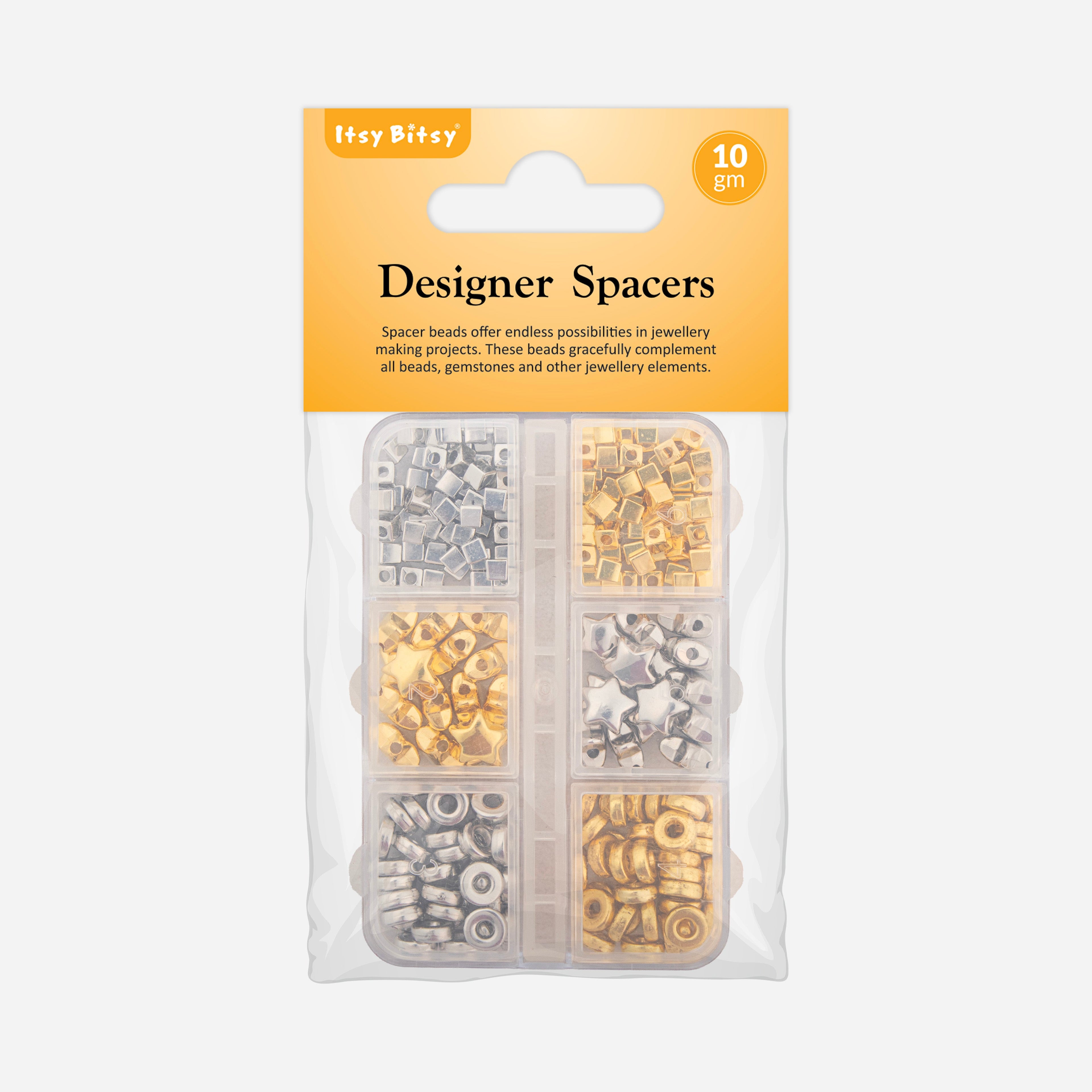 Jewellery Findings Spacer Art Beads Assorted Metallic Sheen 7 X 5cm 6 comp Box