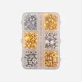 Jewellery Findings Spacer Art Beads Assorted Metallic Sheen 7 X 5cm 6 comp Box