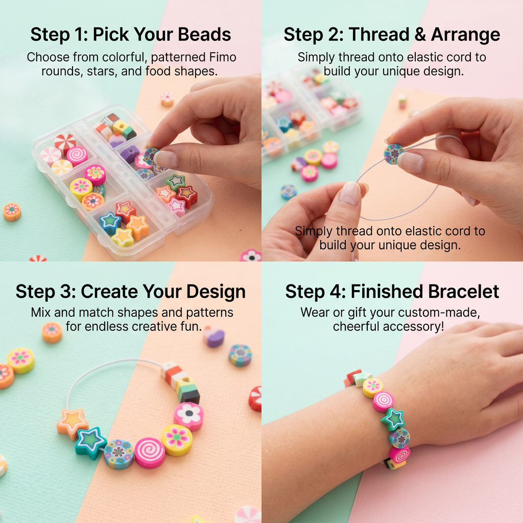 Fimo Beads Pastel Pop 7.5 X 5cm 6 comp Box