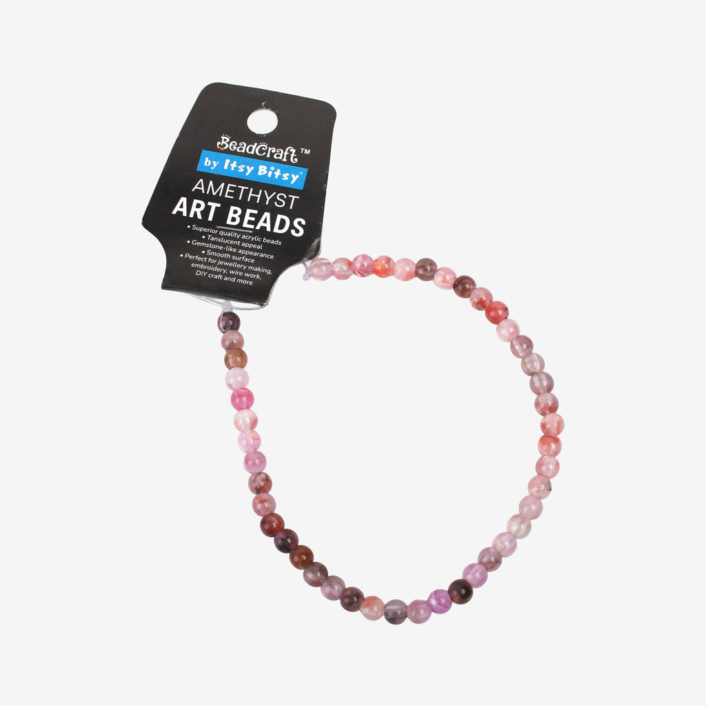 Amethyst Art Beads Round 6mm 45 Beads 1 String