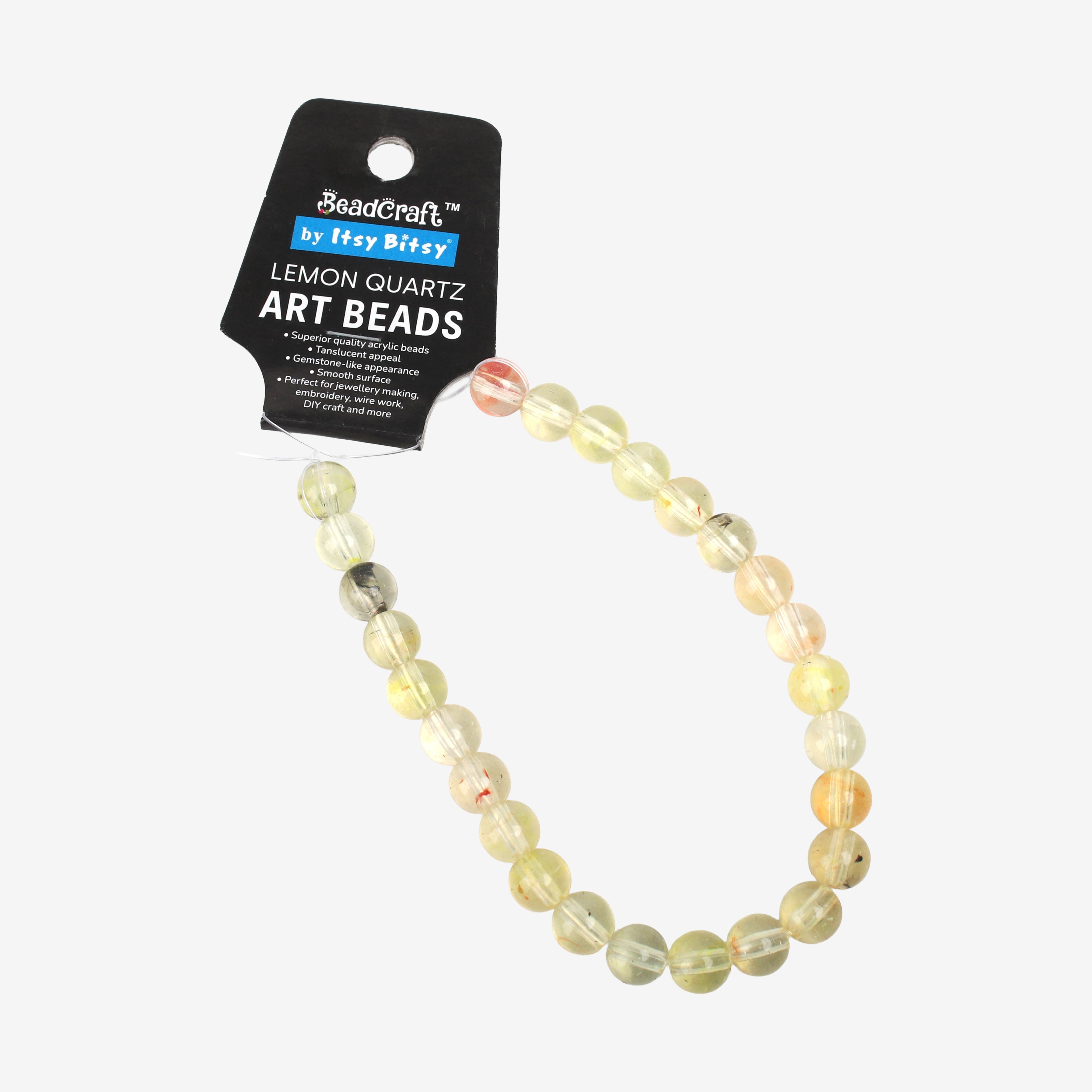 Lemon Quartz Art Beads Round 10mm 26 Beads 1 String