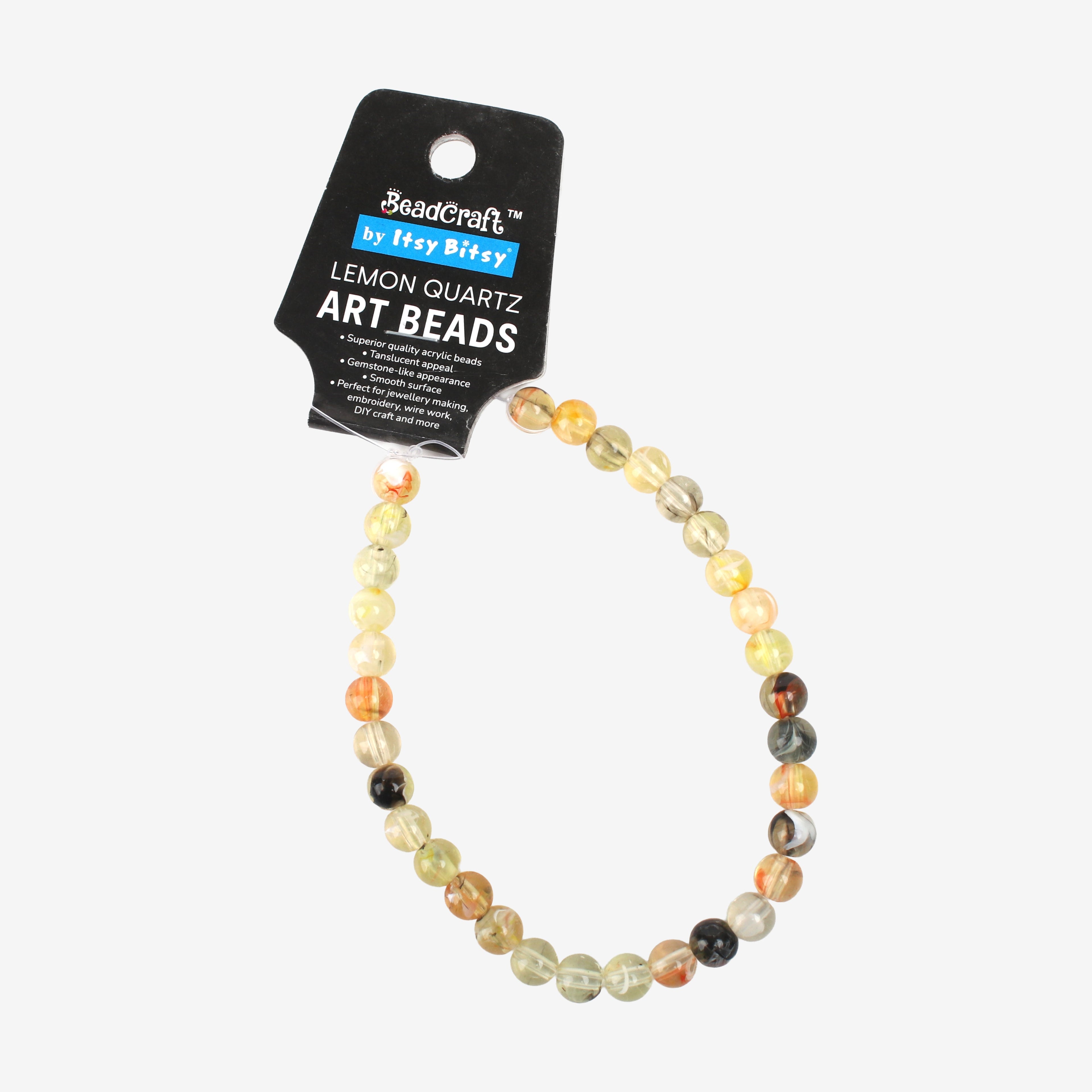 Lemon Quartz Art Beads Round 8mm 32 Beads 1 String